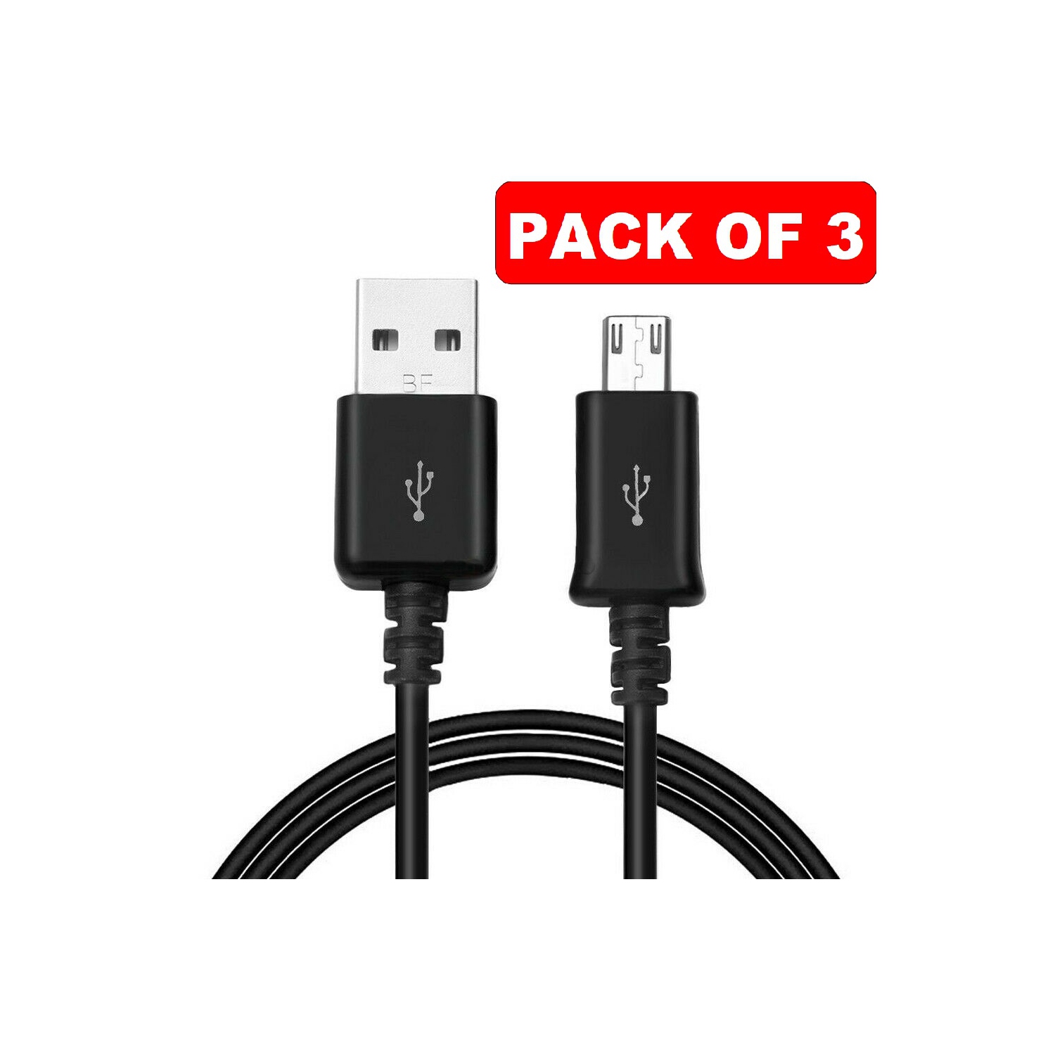 3x Micro USB Charging Cable 3ft For Samsung LG Android All Micro USB interface device(Black)