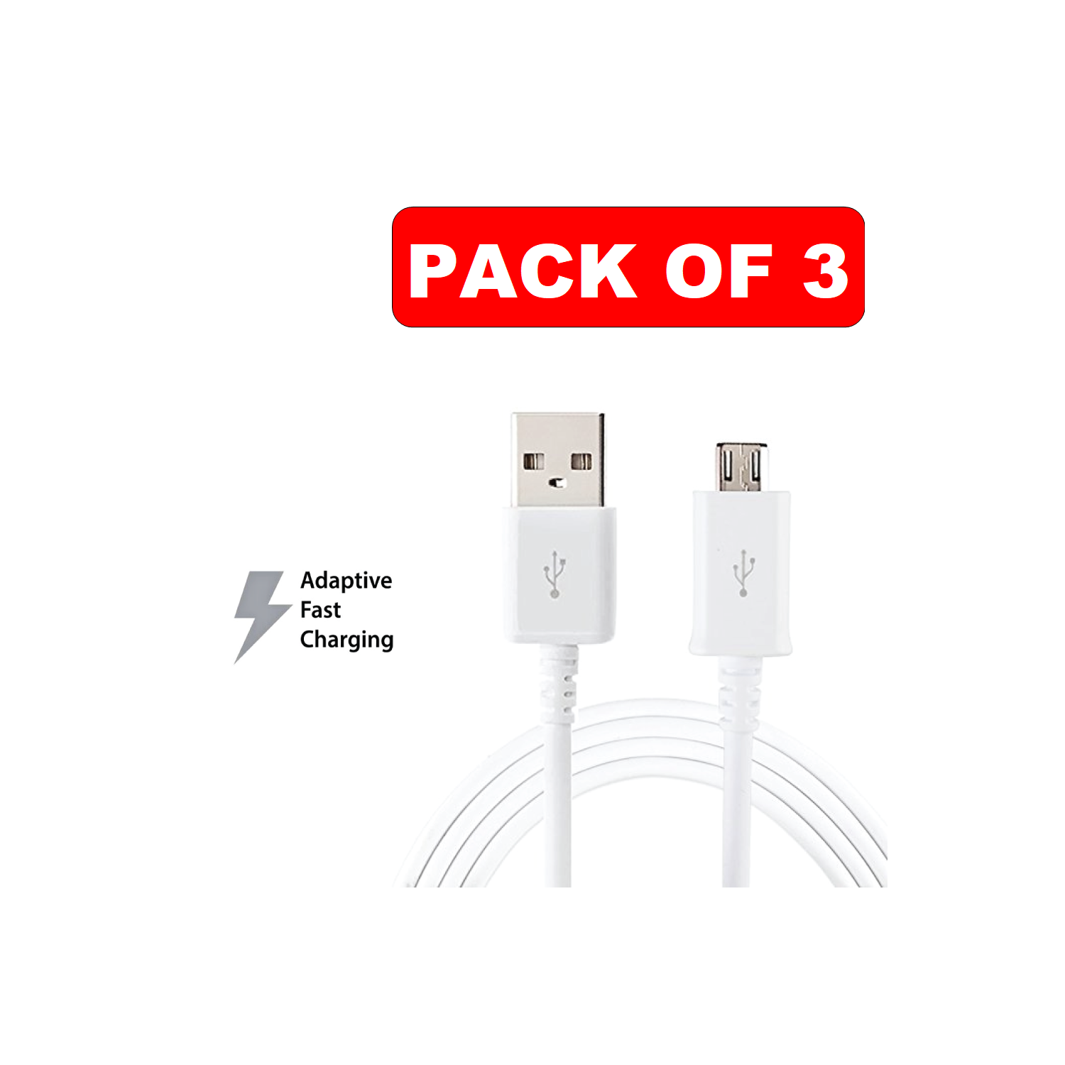 3x Micro USB Charging Cable 3ft For Samsung LG Android All Micro USB interface device(White)