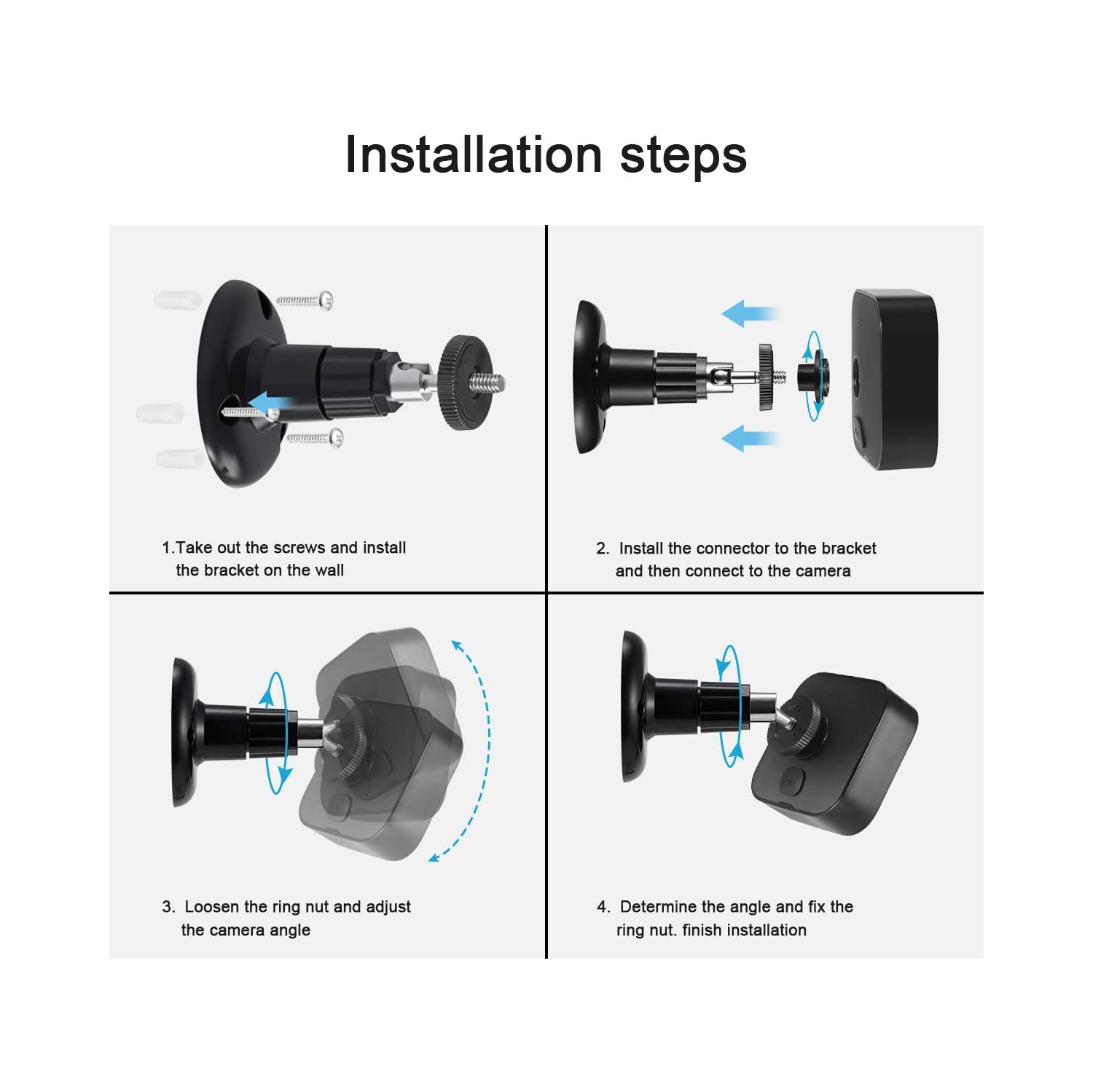 Support de caméra d'extérieur Blink, support mural ajustable 360 degrés pour caméra d'extérieur Blink et accessoires de système de caméra de