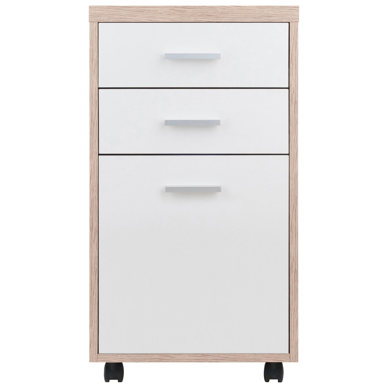 Classeur vertical mobile à 3 tiroirs Kenner - Bois recyclé/Blanc