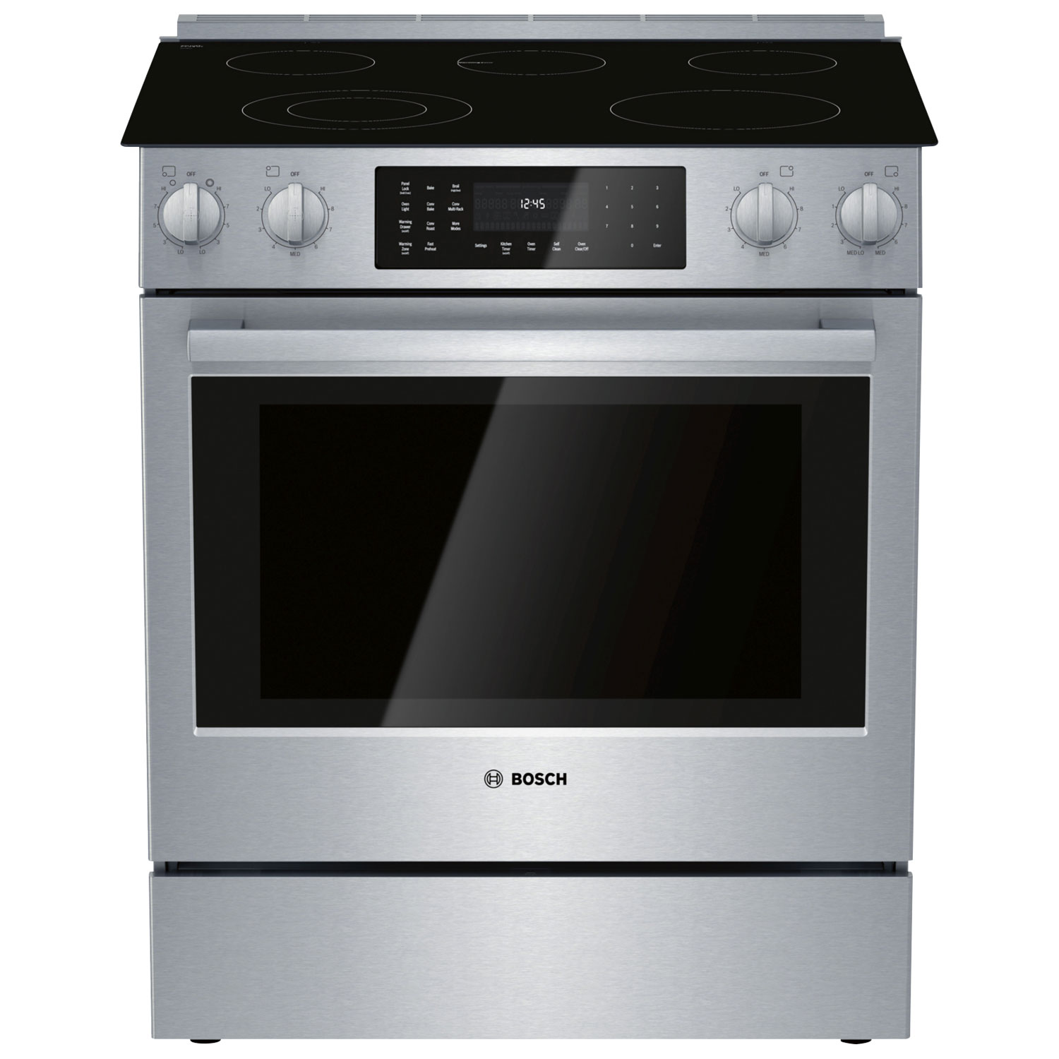 Bosch 30" 4.6 Cu. Ft. True Convection 5-Element Slide-In Electric Range (HEI8056C) - Stainless Steel