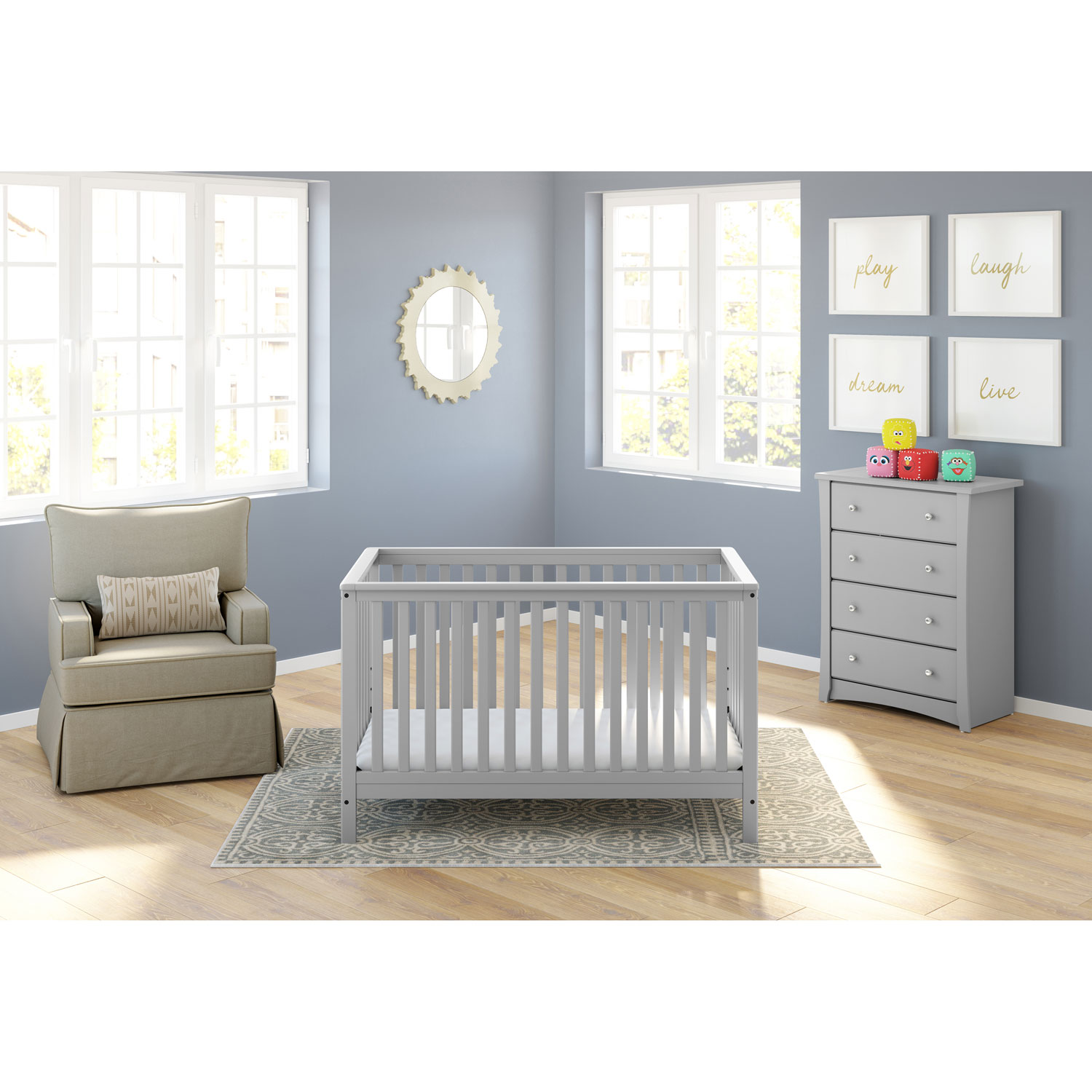 Commode à 4 tiroirs Crescent de Storkcraft - Gris galet