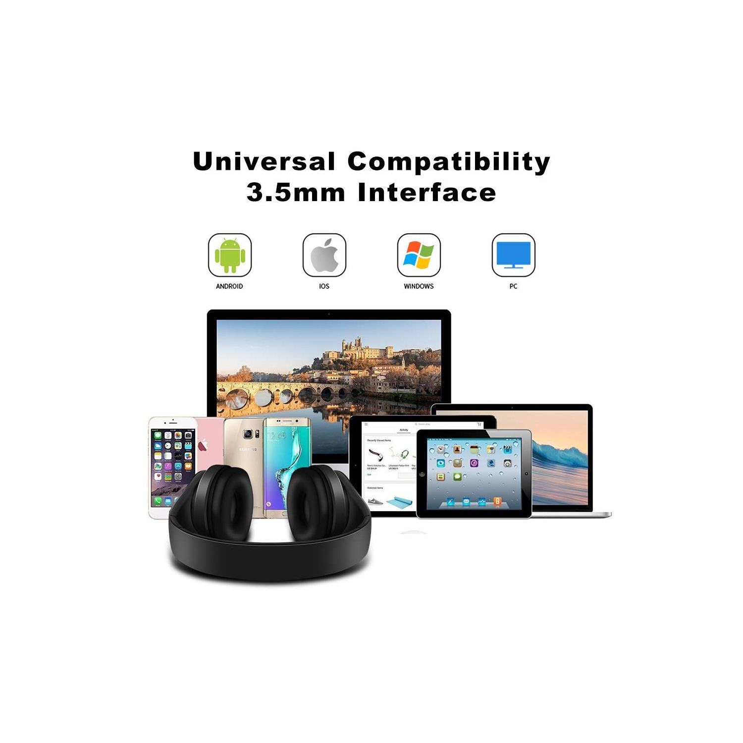 Wireless Headphones Bluetooth 5.0 Over Ear with Mic,Wired FM Radio&Micro SD/TF Card Supported,Hi-Fi Stereo &Comfortable