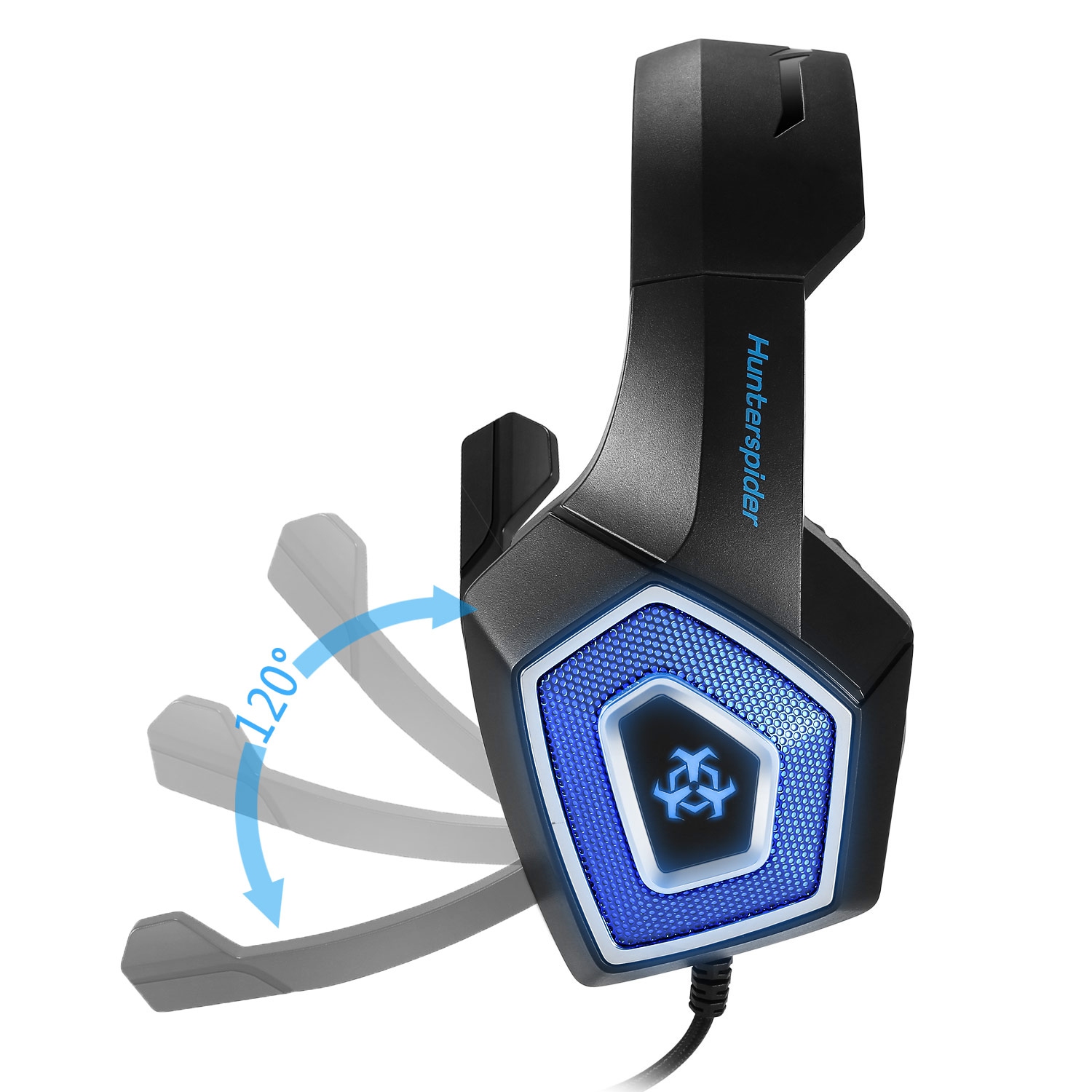 Casque de jeu pour PC Xbox One PS4, écouteurs de jeu d'oreille avec contrôle du volume du microphone antibruit RVB LED Light, pour ordinateur