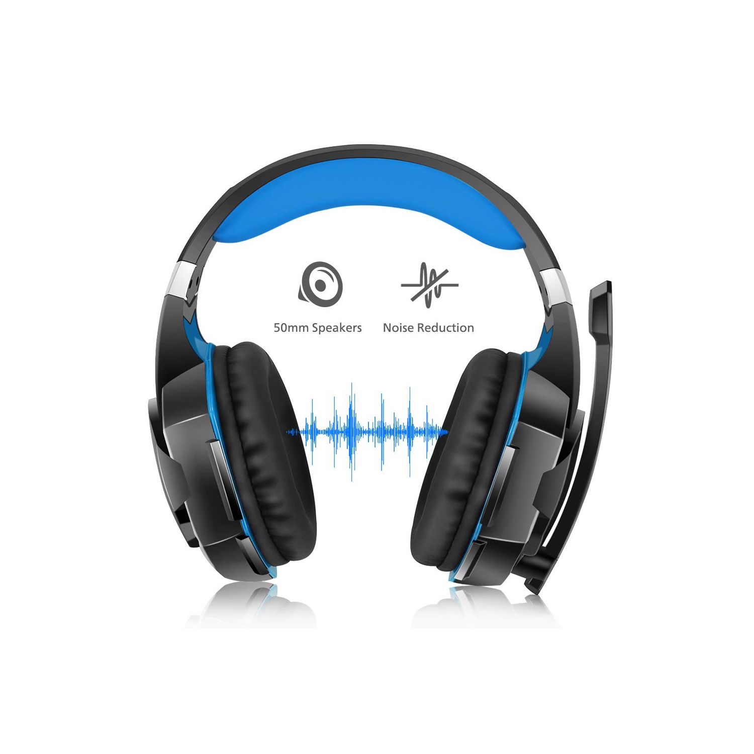 Casque de jeu pour PS4 Xbox One PC Nintendo Switch, avec micro, éclairage DEL, réduction du bruit, ambiophonie basse stéréo