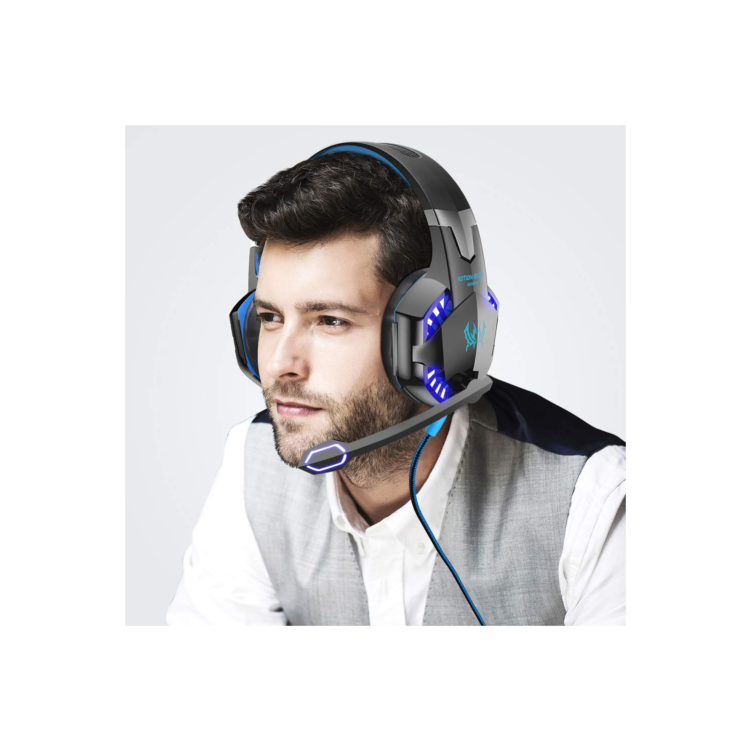 Casque de jeu pour PS4 Xbox One PC Nintendo Switch, avec micro, éclairage DEL, réduction du bruit, ambiophonie basse stéréo