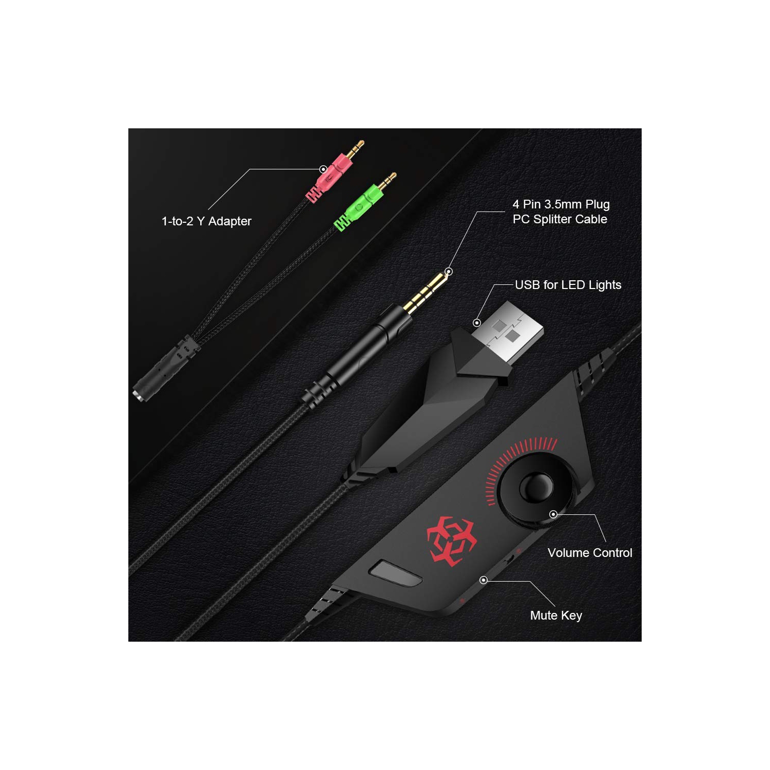 Casque de jeu pour PC Xbox One Nintendo Switch iPad Mobile, écouteurs de jeu avec micro, lampe DEL, commande de volume