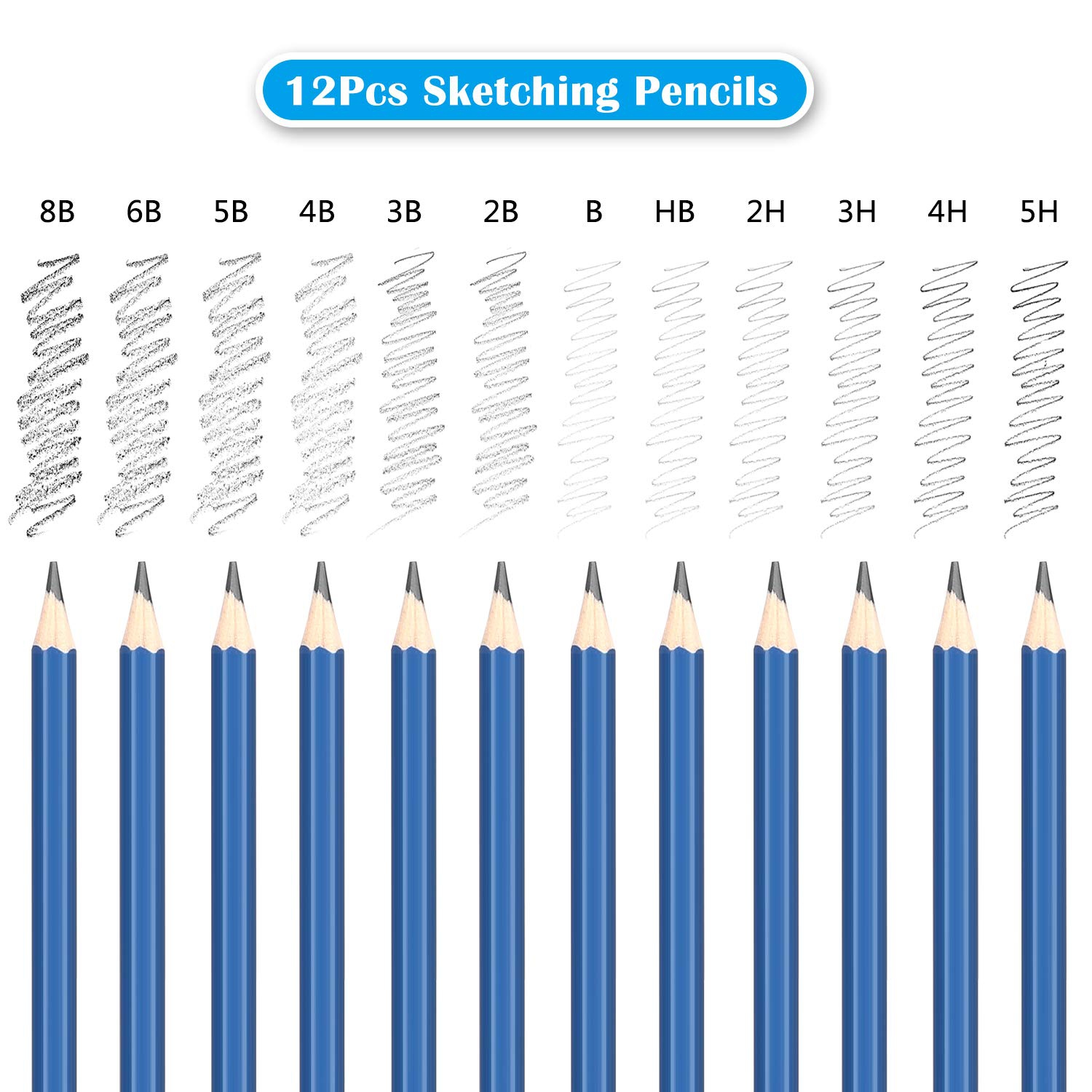 53pcs Drawing and Sketching Pencil Set, with Pencil, Watercolor Pencil, Sketching Pencil Set & Canvas Zipper Case