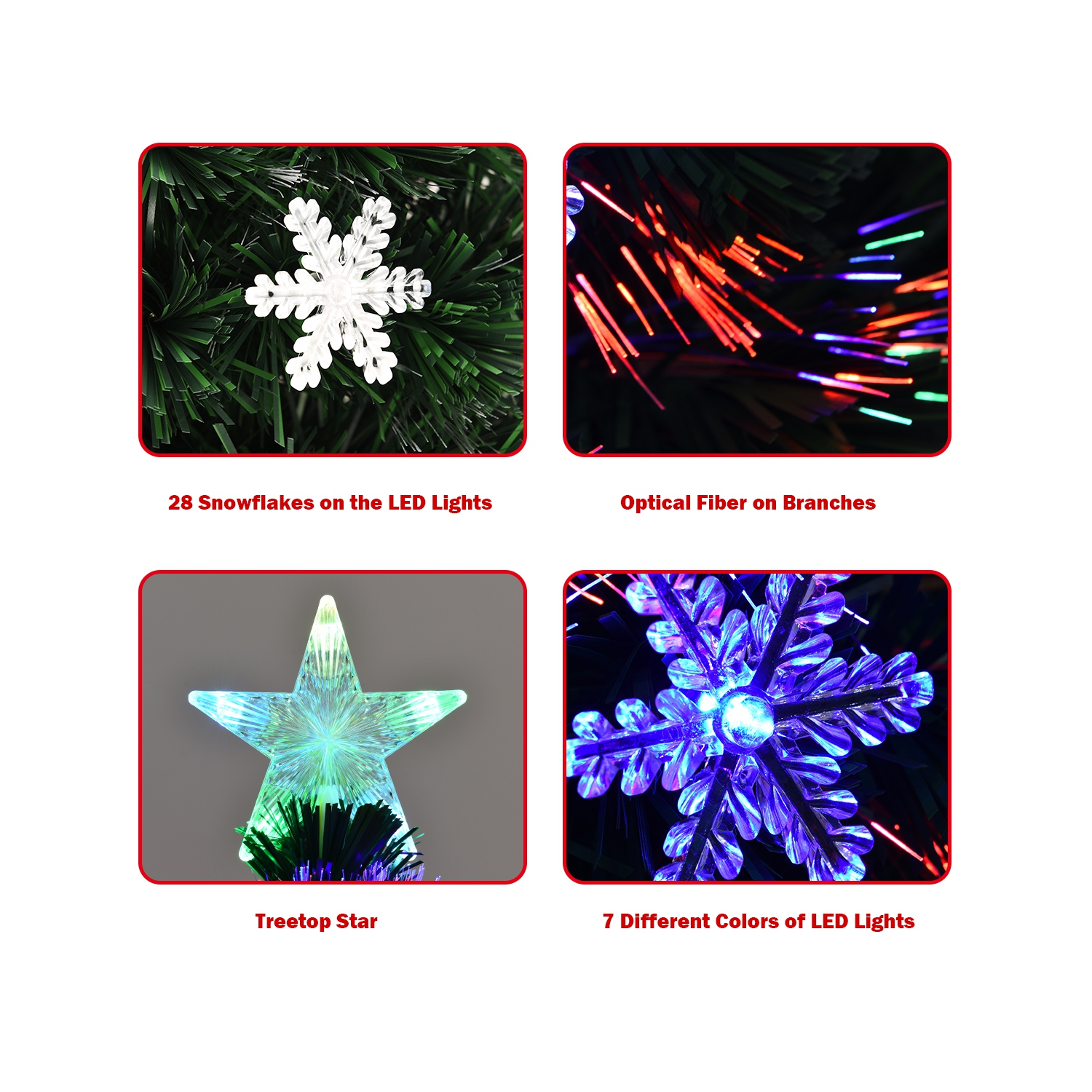 Gymax Fiber Optic 6' PVC Artificial Christmas Tree LED Lights Metal Stand