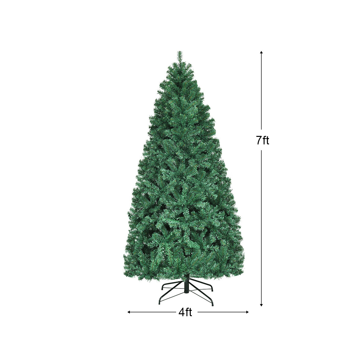 Gymax Pre-Lit PVC 7' Artificial Christmas Tree Hinged LED Lights Metal Stand