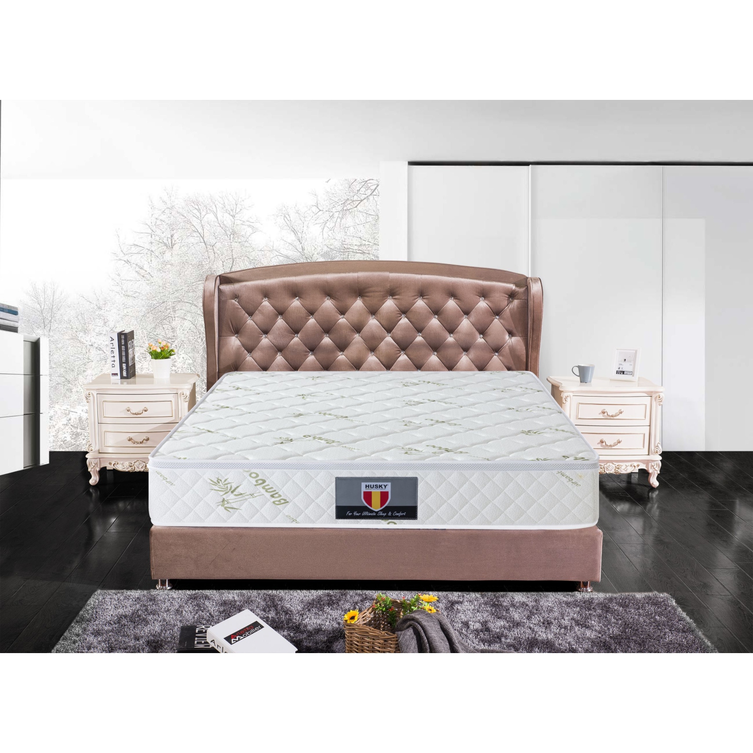 Housse en bambou Husky® Five Star Comfort « Kingdom » , ressorts ensachés HD, mousse HD - matelas double