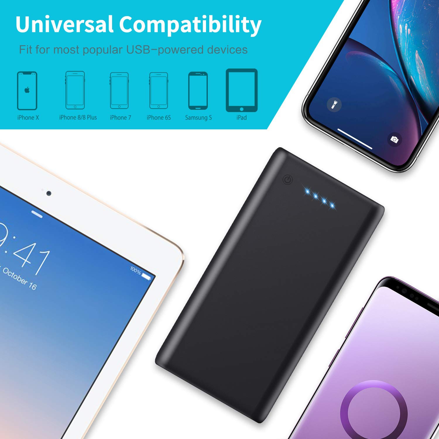 Chargeur portable/chargeur portable 24800&nbsp;mAh de HLD avec lampe à 4 DEL