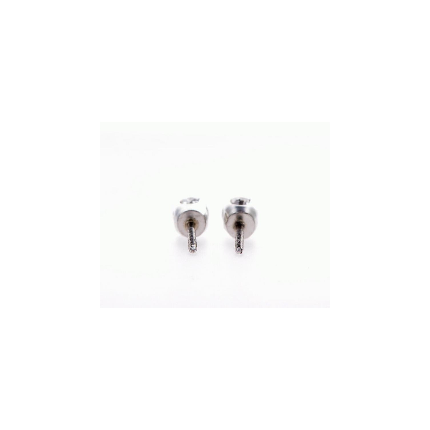14K Gold Round Diamond Stud Earrings-14K White Gold