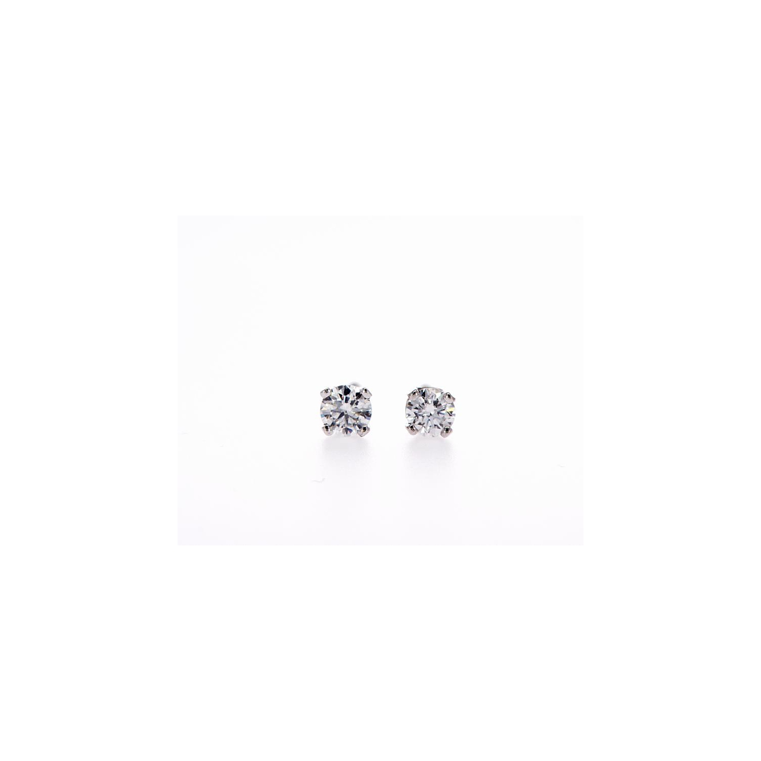 Boucles D'Oreille Style Diamant Rond En Or (0.20Ctw) - Or Blanc 14K