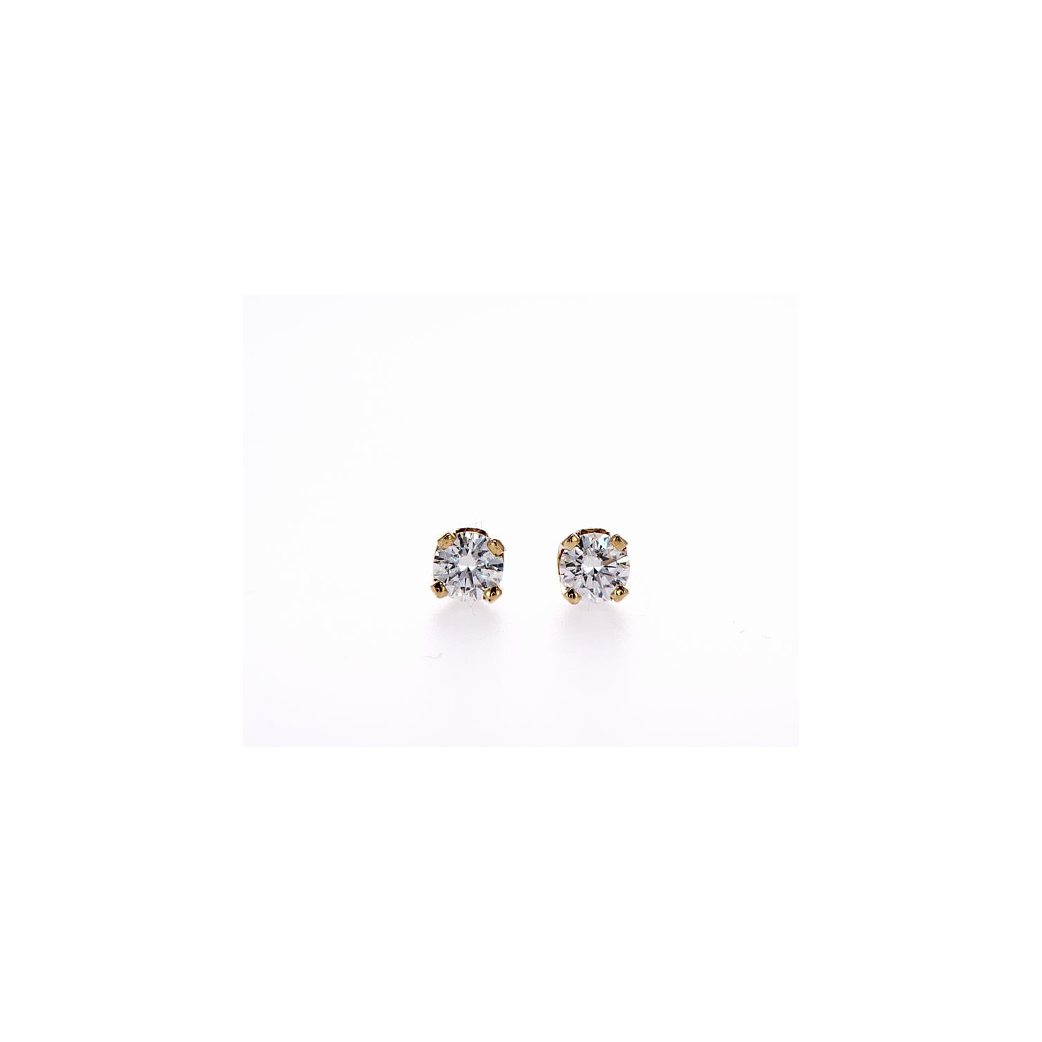 14K Gold Round Diamond Stud Earrings-14K Yellow Gold
