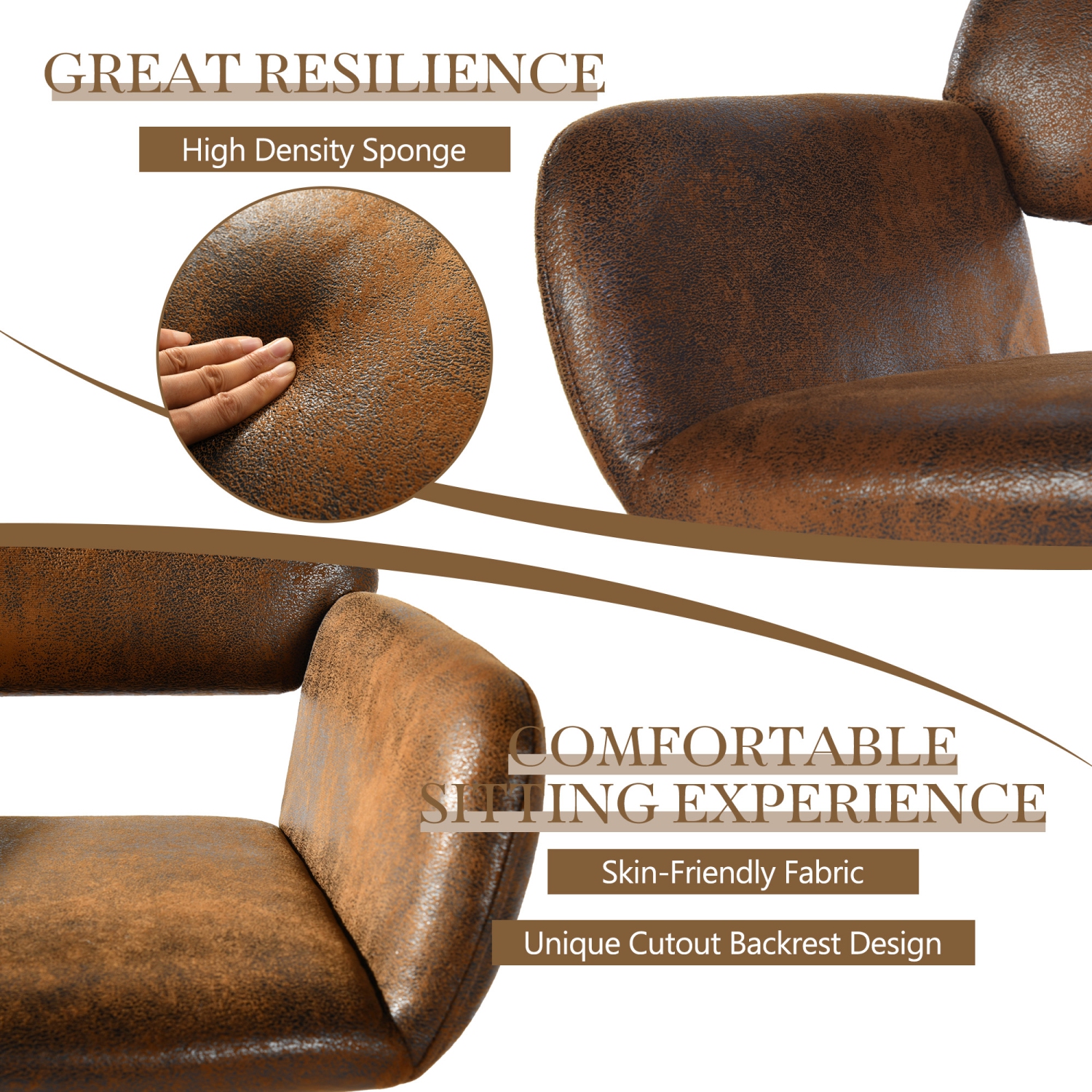 Chaise d'entraînement et de compagnon de jeu Homy Casa, ergonomique, imitation suède brun, à roulettes, durable