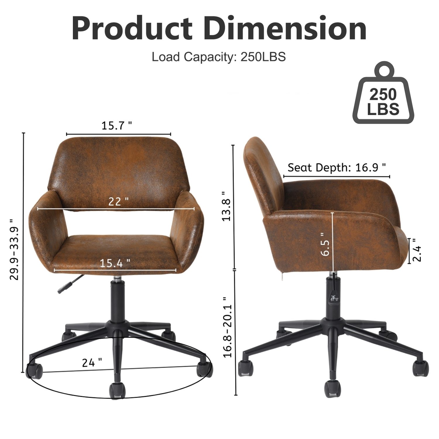 Chaise d'entraînement et de compagnon de jeu Homy Casa, ergonomique, imitation suède brun, à roulettes, durable