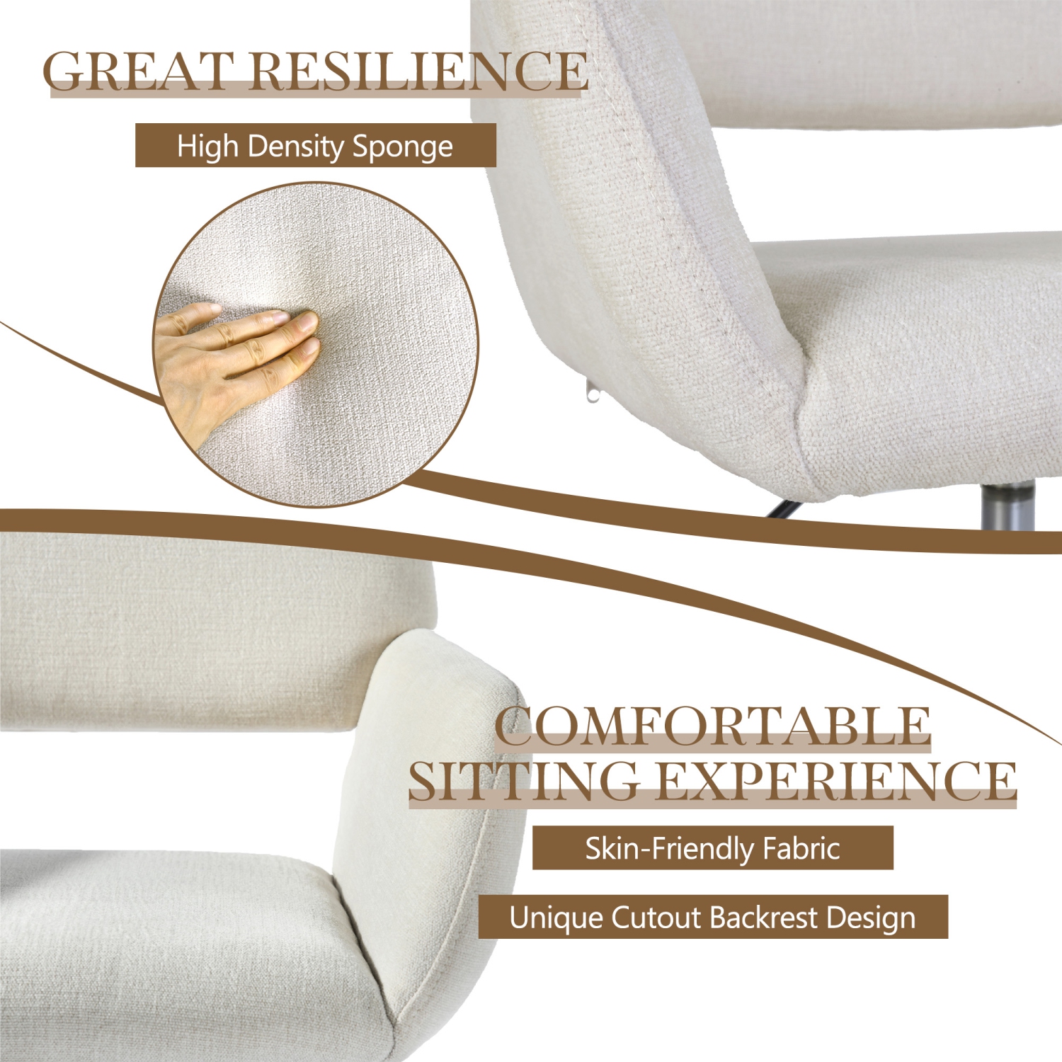 Chaise d'entraînement et de compagnon de jeu Homy Casa, ergonomique, tissu beige, roulant, durable