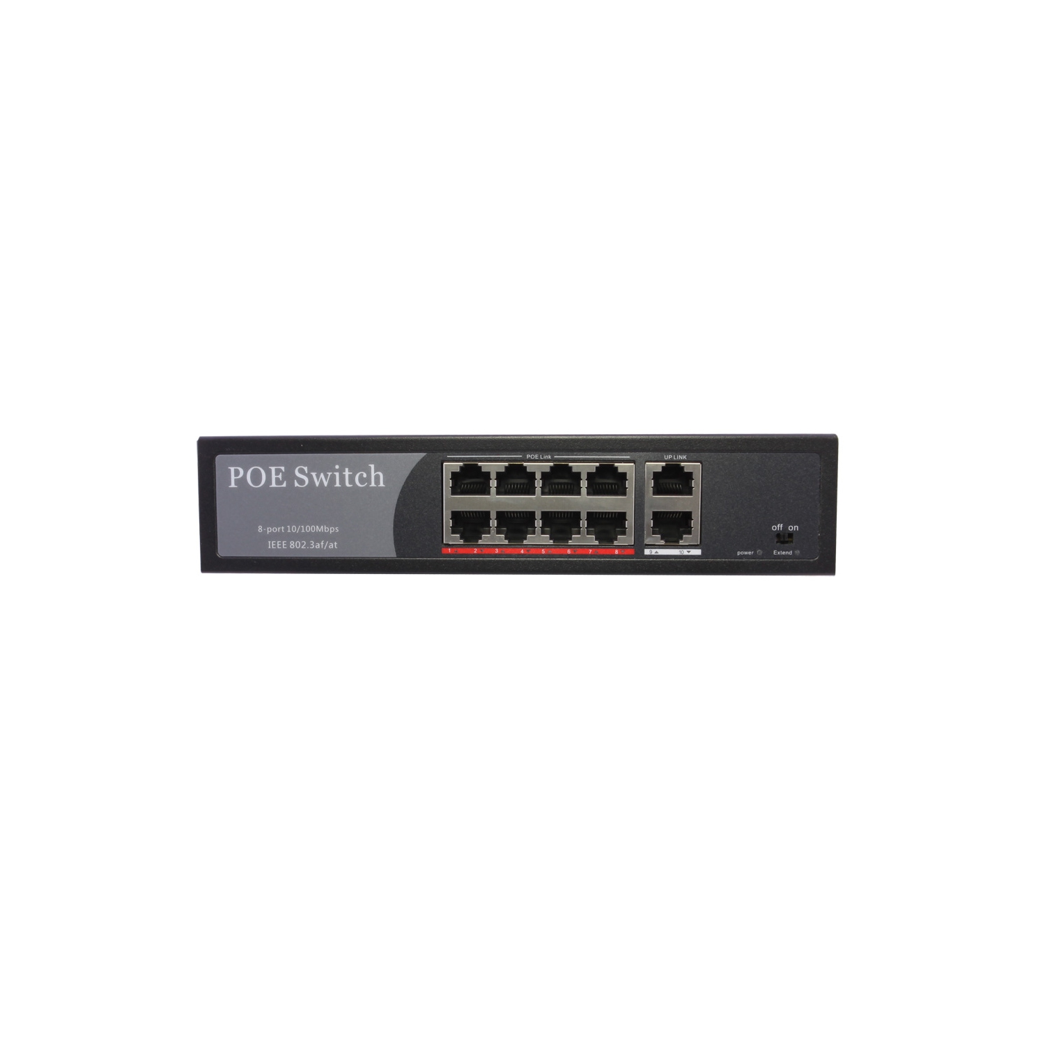 Commutateur réseau PoE 10/100m Power Intor 8 ports + 2 ports Power over Ethernet d’axGear
