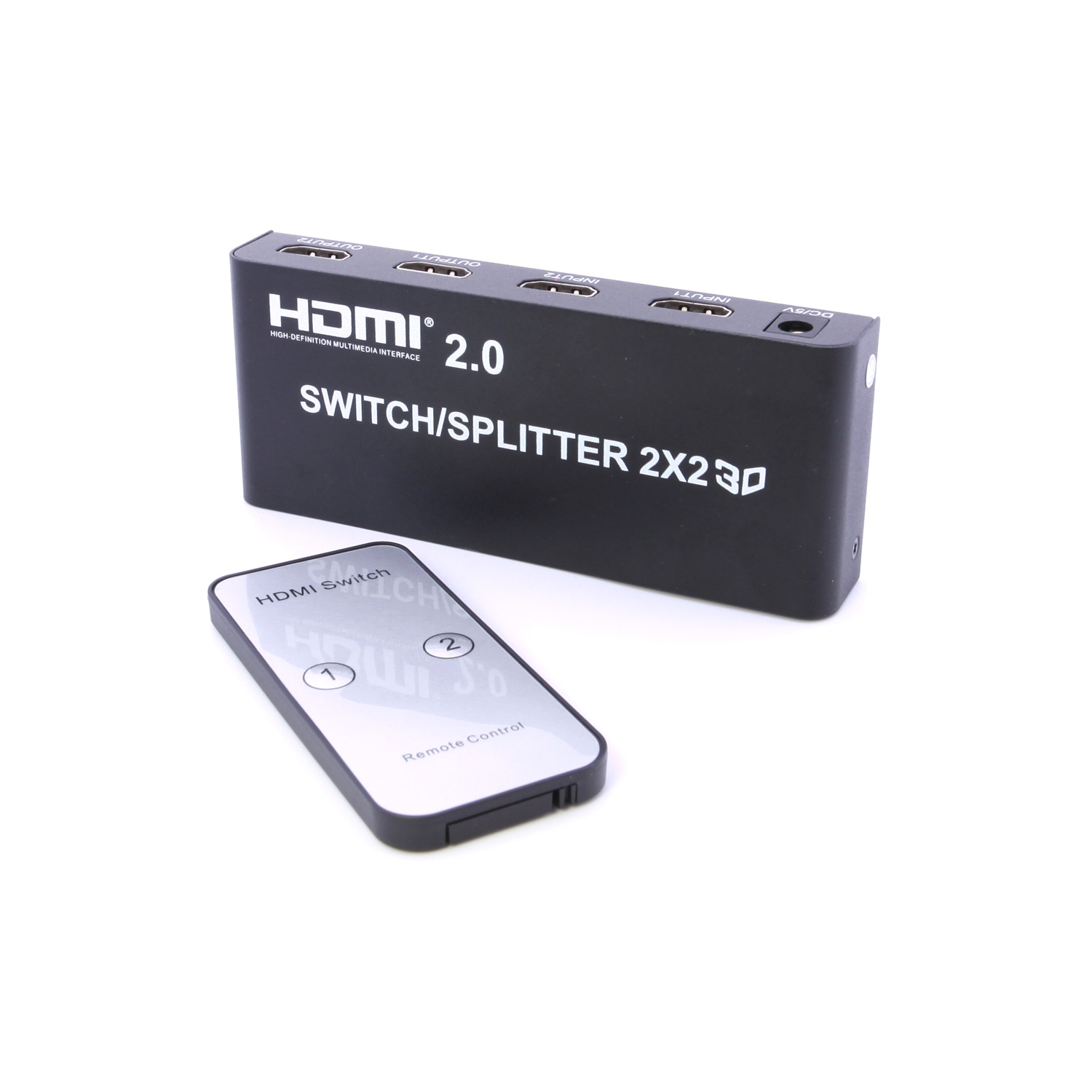 Répartiteur de commutateur 2 entrées HDMI vers 2.0 4K True Matrix d’axGear avec télécommande et 2 entrées HDMI