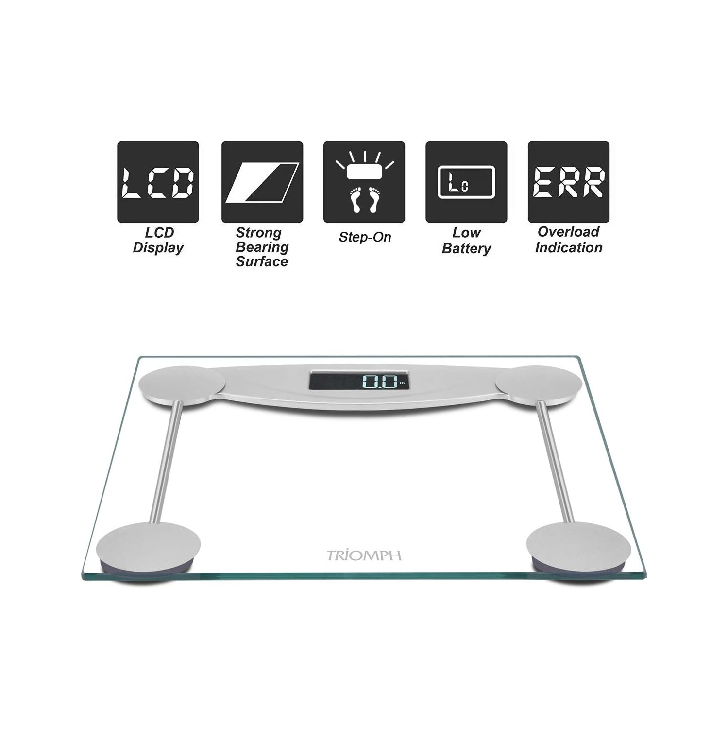 Smart Digital Body Weight Bathroom Scale with Step-On Technology, LCD Backlit Display, 400 lbs Capacity and Accurate Weight Measurements, Silver