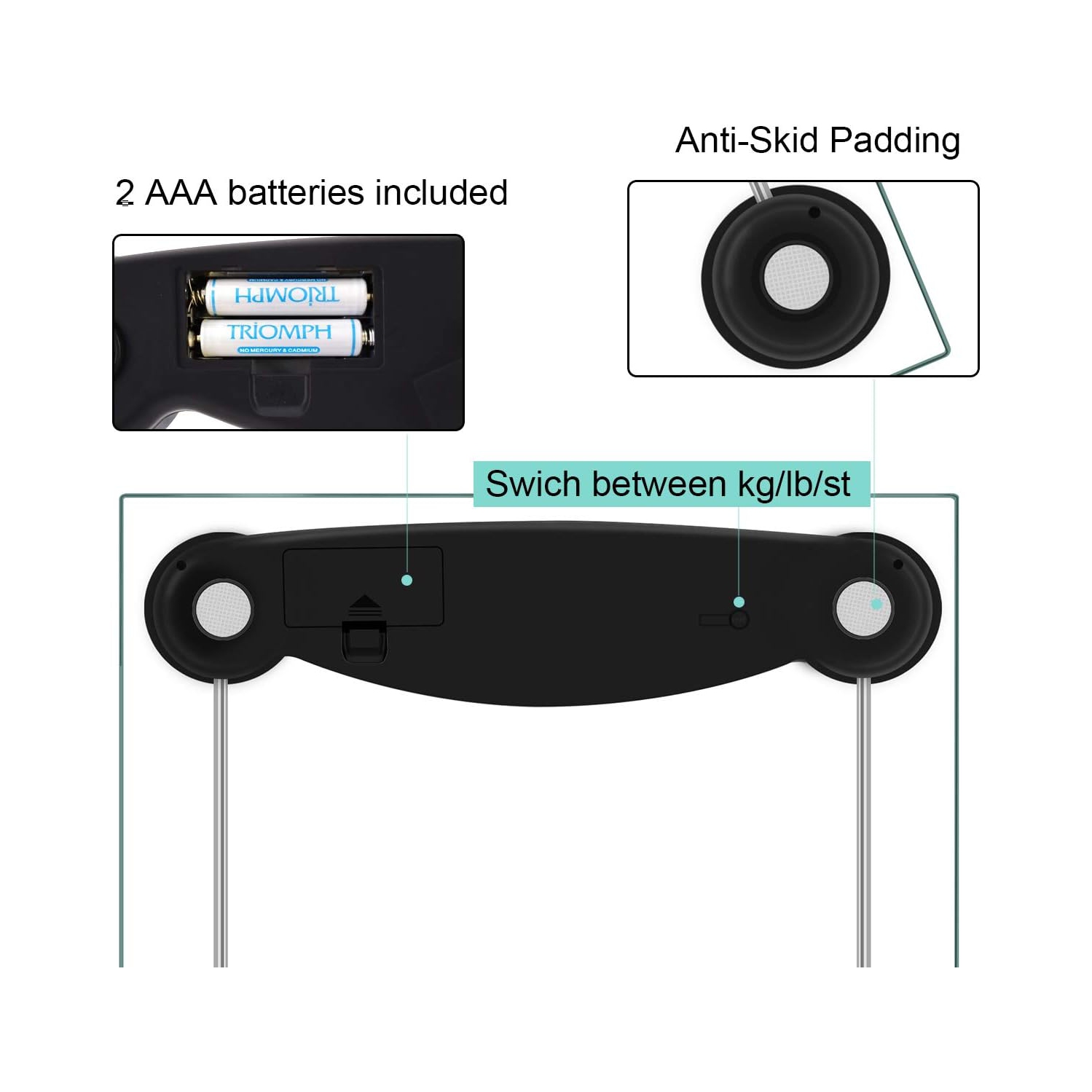 Smart Digital Body Weight Bathroom Scale with Step-On Technology, LCD Backlit Display, 400 lbs Capacity and Accurate Weight Measurements, Silver