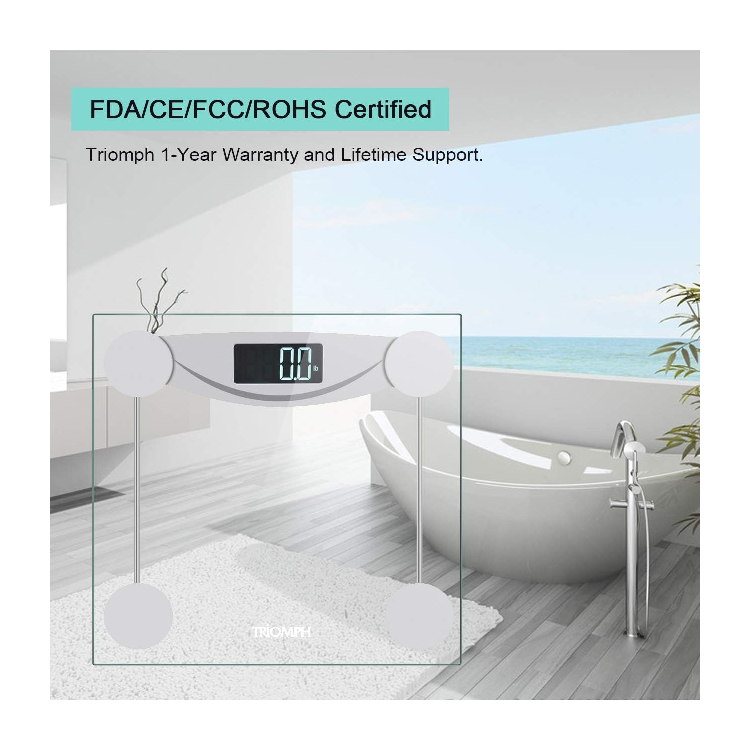 Smart Digital Body Weight Bathroom Scale with Step-On Technology, LCD Backlit Display, 400 lbs Capacity and Accurate Weight Measurements, Silver