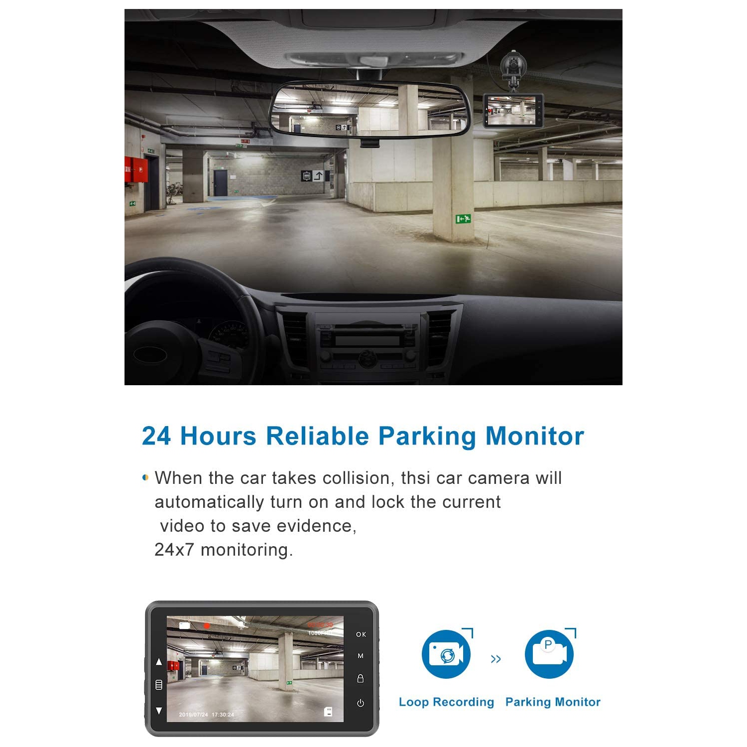 Dash Cam for Cars 1080P FHD Car Dash Camera 2023 New Version Car Camera Recorder Dashboard with 170°Wide Angle, Super Night Version, WDR, Loop