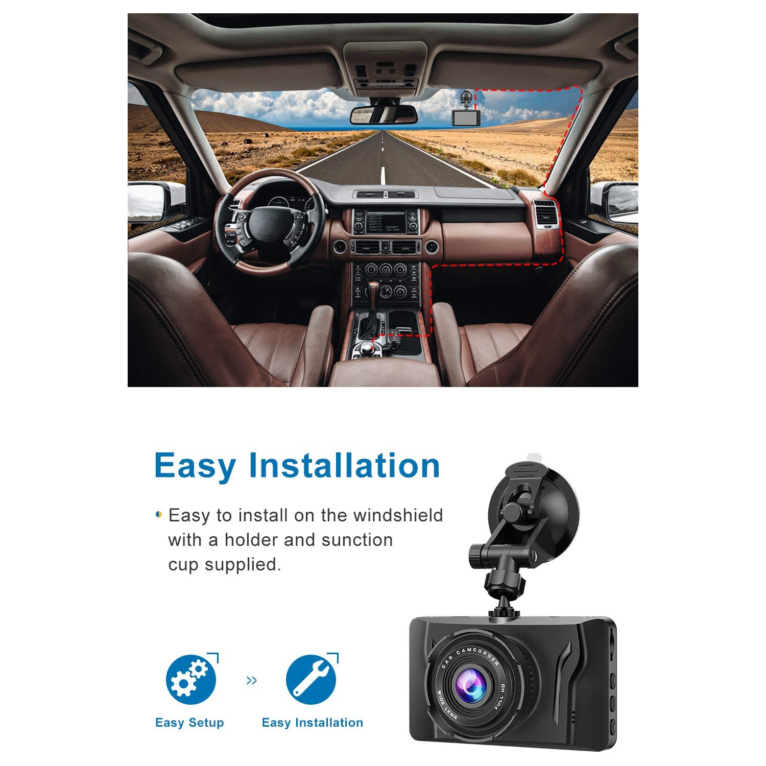 Dash Cam for Cars 1080P FHD Car Dash Camera 2023 New Version Car Camera Recorder Dashboard with 170°Wide Angle, Super Night Version, WDR, Loop