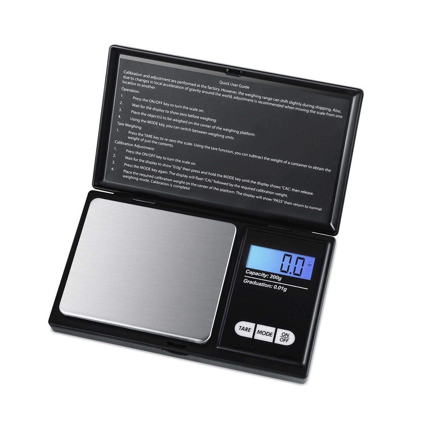 Digital Pocket Scale, Electronic Smart Scale with 7 Units, LCD Backlit Display, Tare Function, Stainless Steel