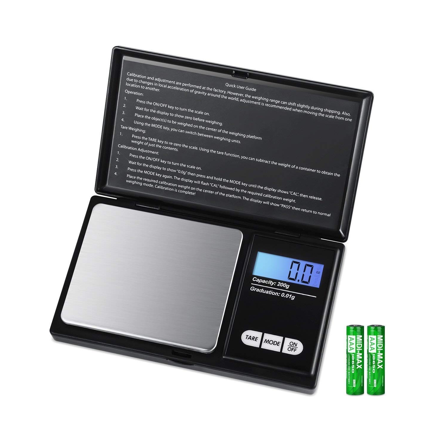 Digital Pocket Scale, Electronic Smart Scale with 7 Units, LCD Backlit Display, Tare Function, Stainless Steel