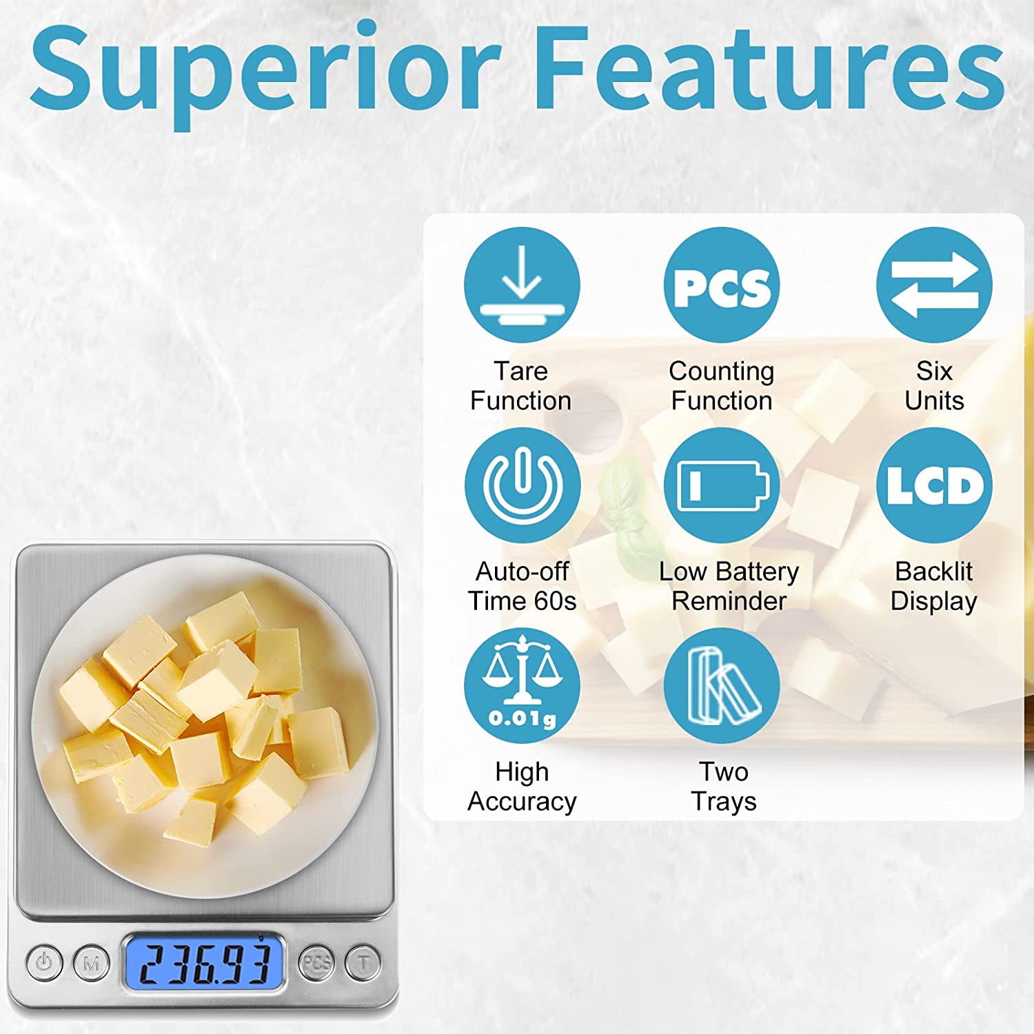 Digital Mini Pocket Size Kitchen Series Scale 500g Multi-Functional High Precision for Cooking Baking Jewelry Weighing Coffee Beans Postal