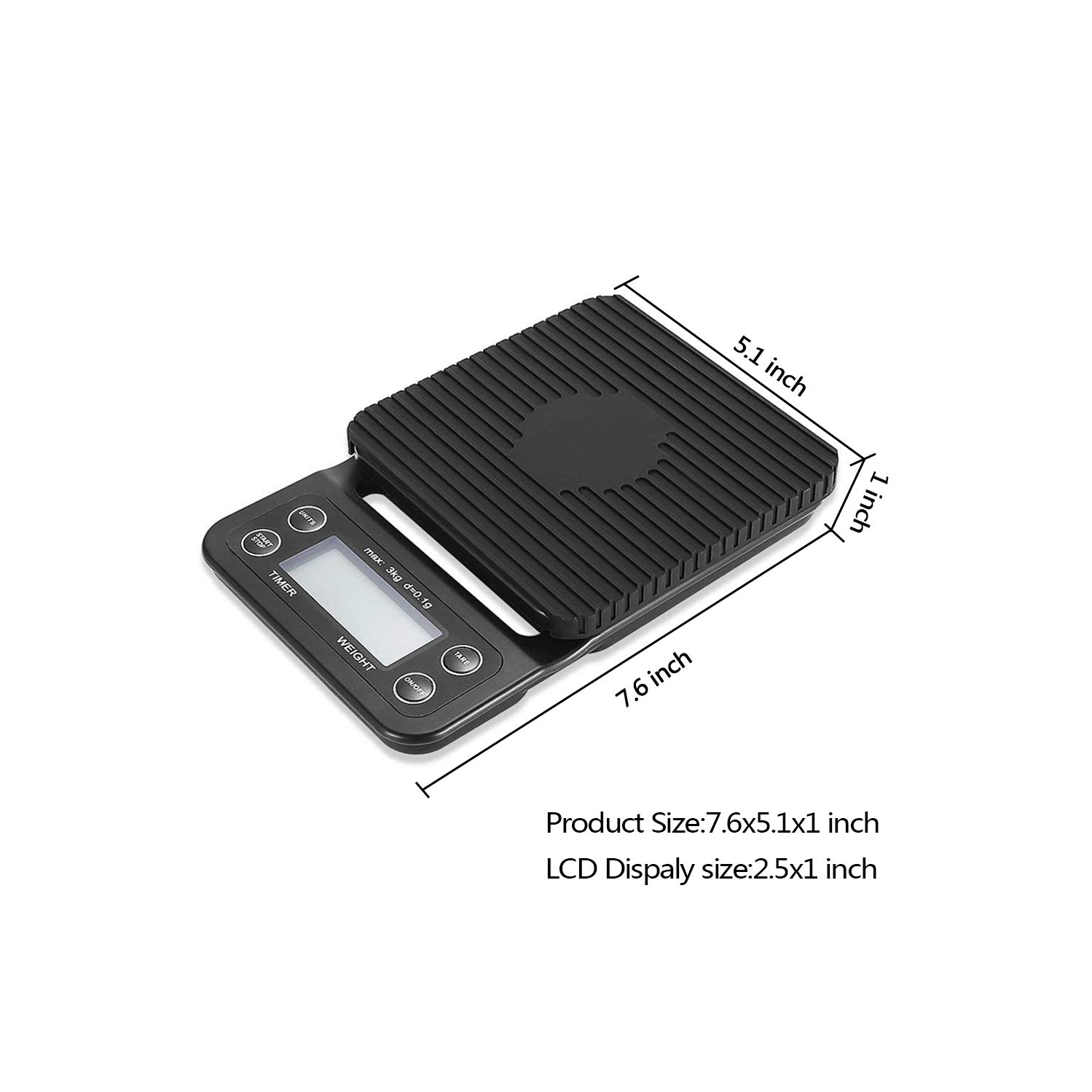Coffee Scale with Timer or Digital Kitchen Food Scale for Cooking Baking Electronic Weighing LCD Display