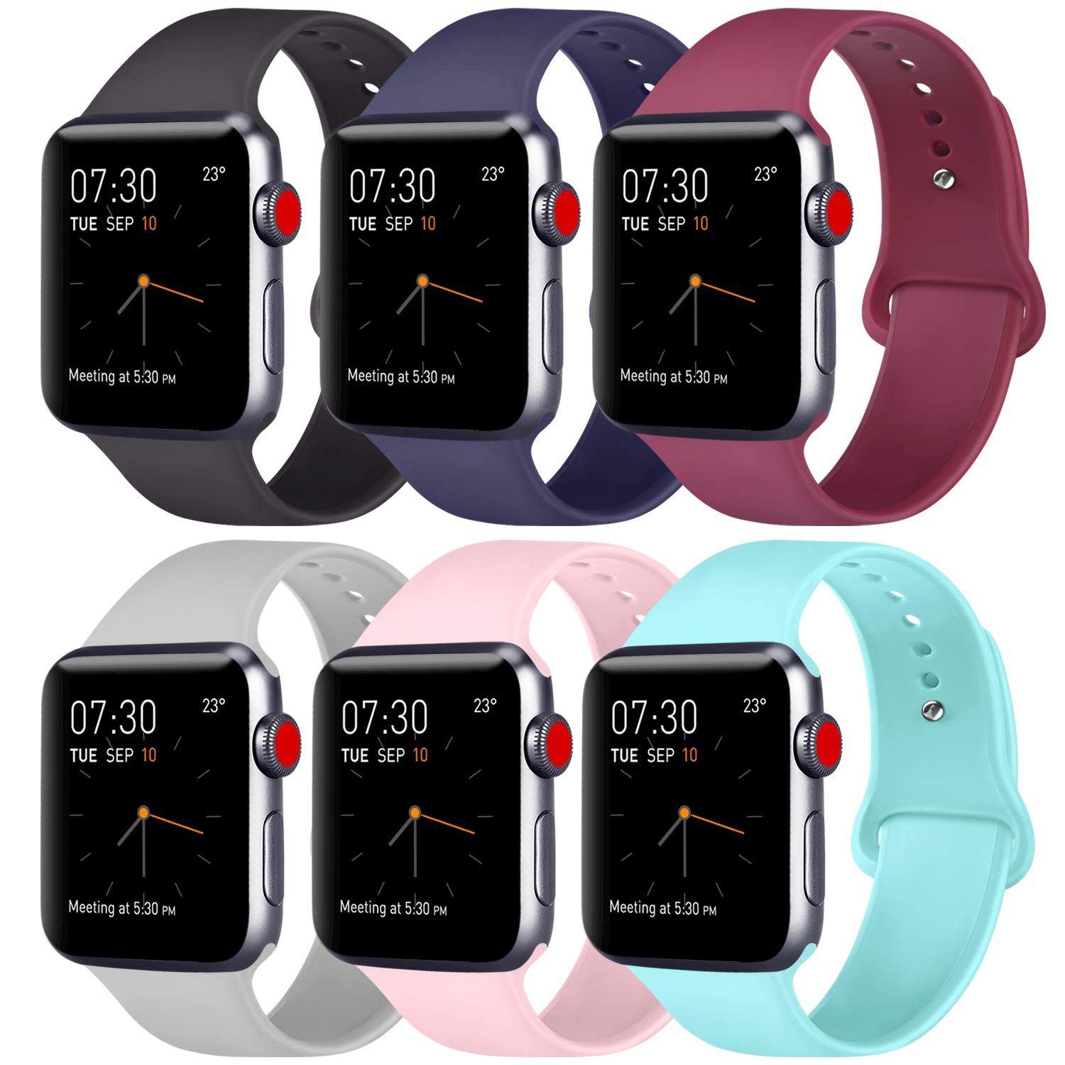 Watch Bands Compatible with 38/40/41mm Apple Watch Series 7/6/5/4/3/2/1, Soft Silicone Replacement Bands Strap for iWatch