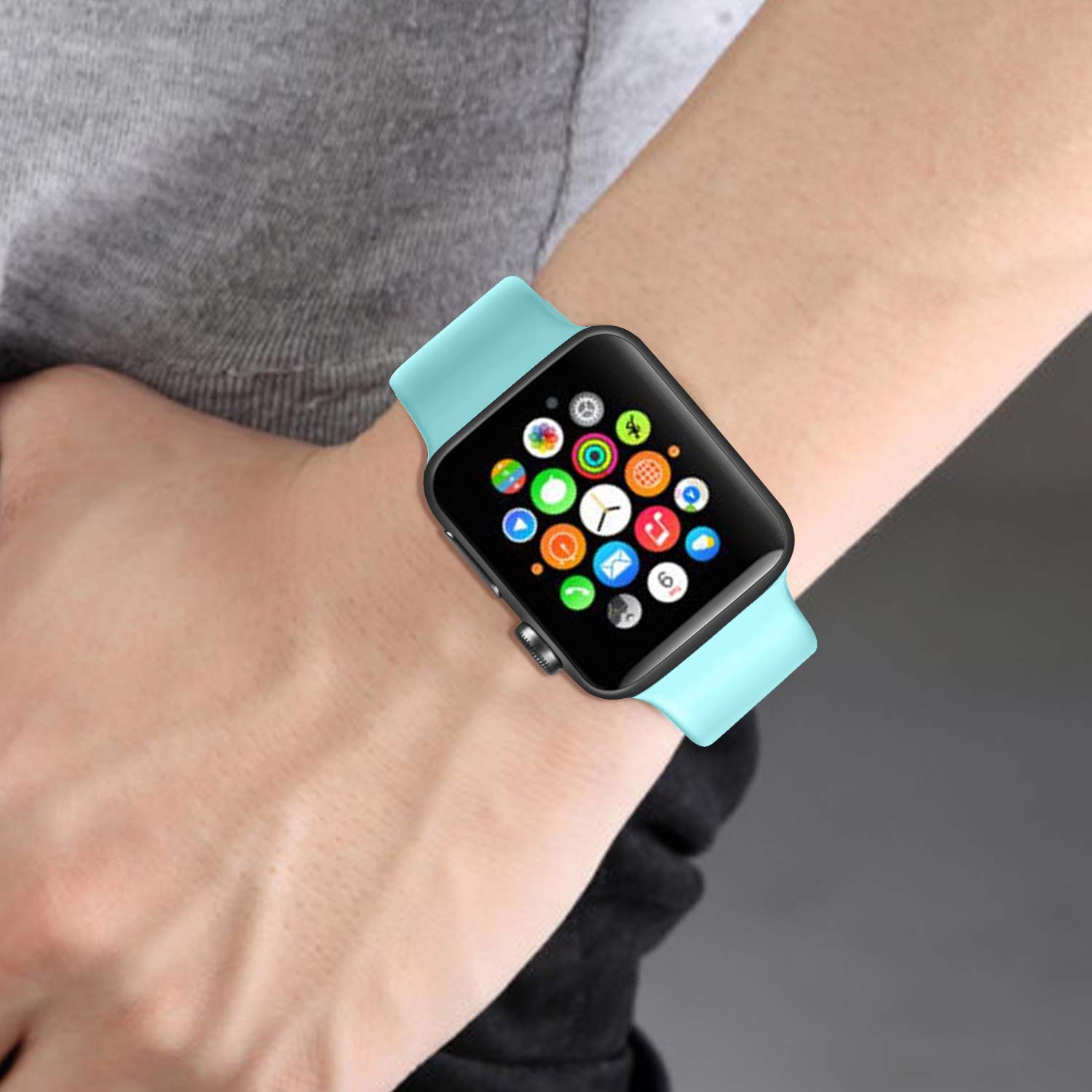 Watch Bands Compatible with 38/40/41mm Apple Watch Series 7/6/5/4/3/2/1, Soft Silicone Replacement Bands Strap for iWatch