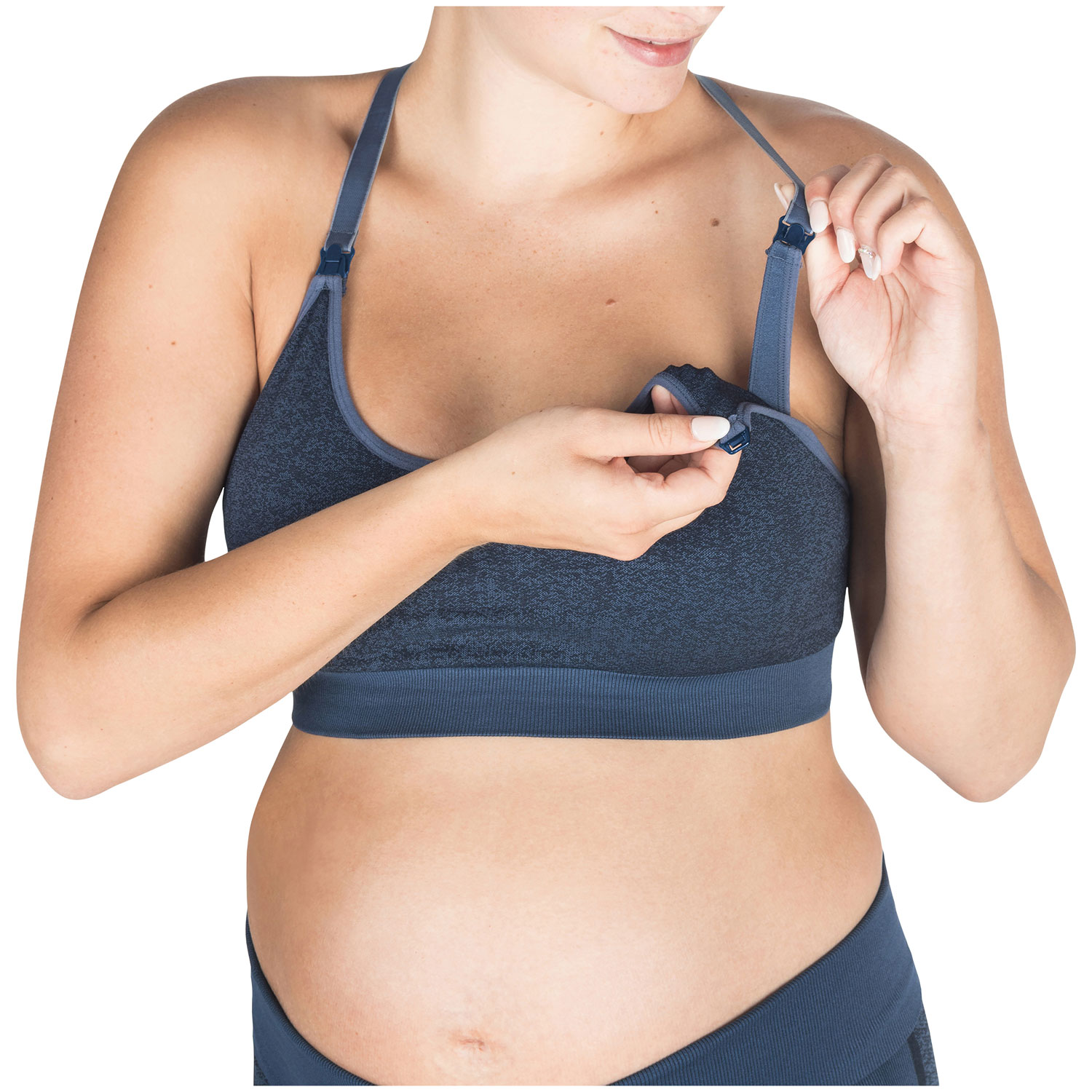 Modern Eternity Bella Active Seamless Nursing Bra - Small - Navy Jacquard