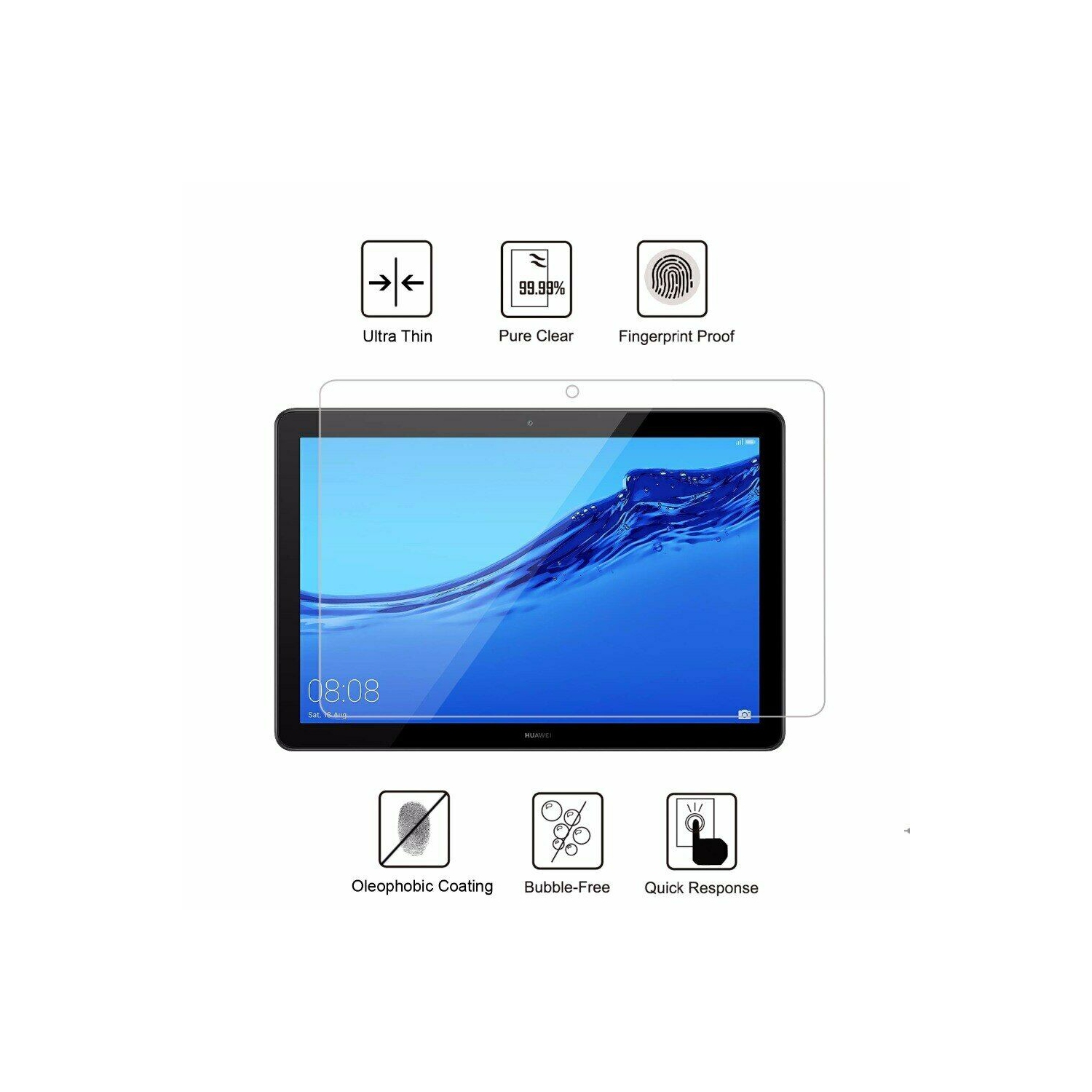 【CSmart】 Premium Tempered Glass Screen Protector for Huawei Mediapad Tablet T5 10 10.1", AGS2-L03 L09, Case Friendly & Bubble Free