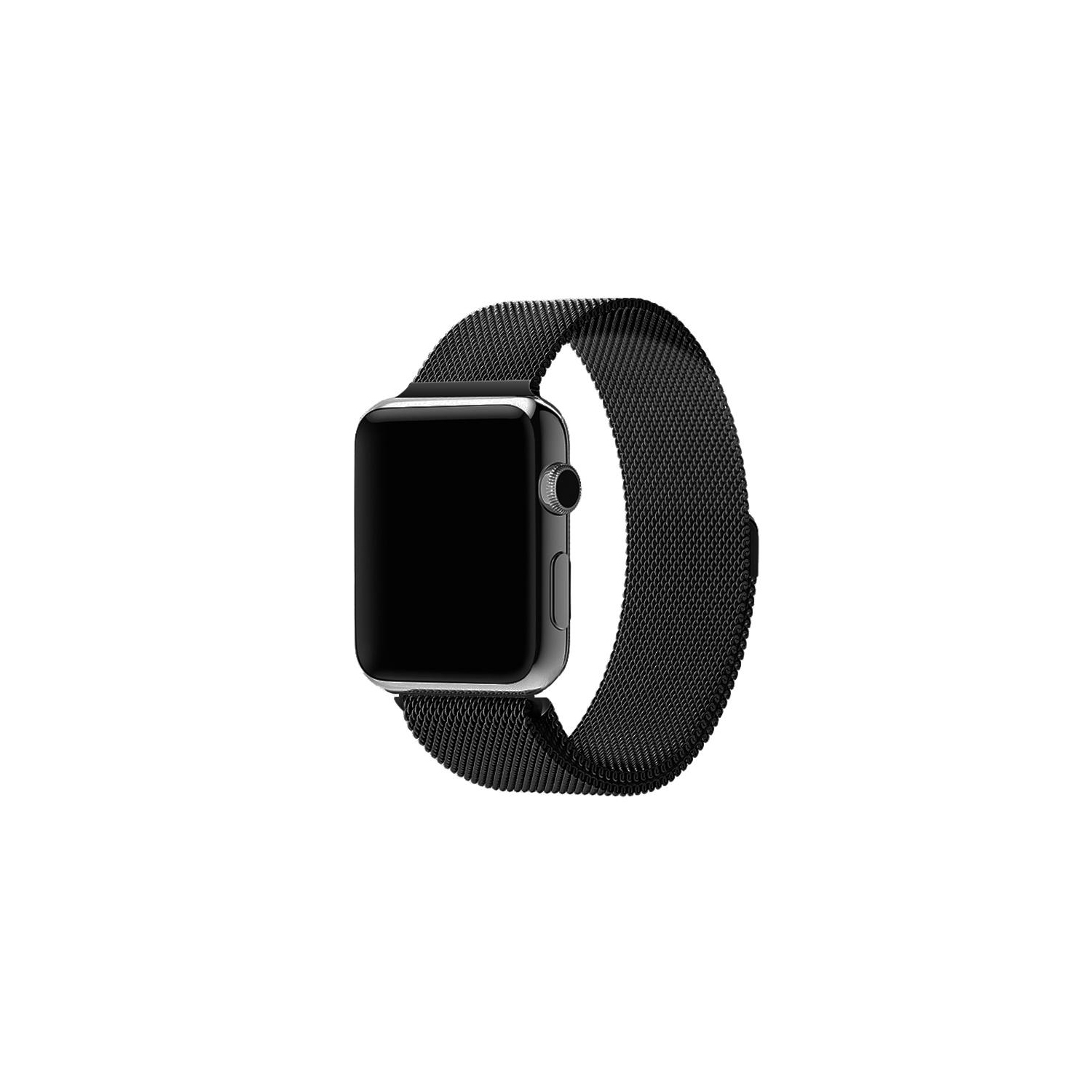 Bracelet noir à fermoir magnétique Milan de PANDACO pour Apple Watch 38&nbsp;mm/40&nbsp;mm/41&nbsp;mm/42&nbsp;mm