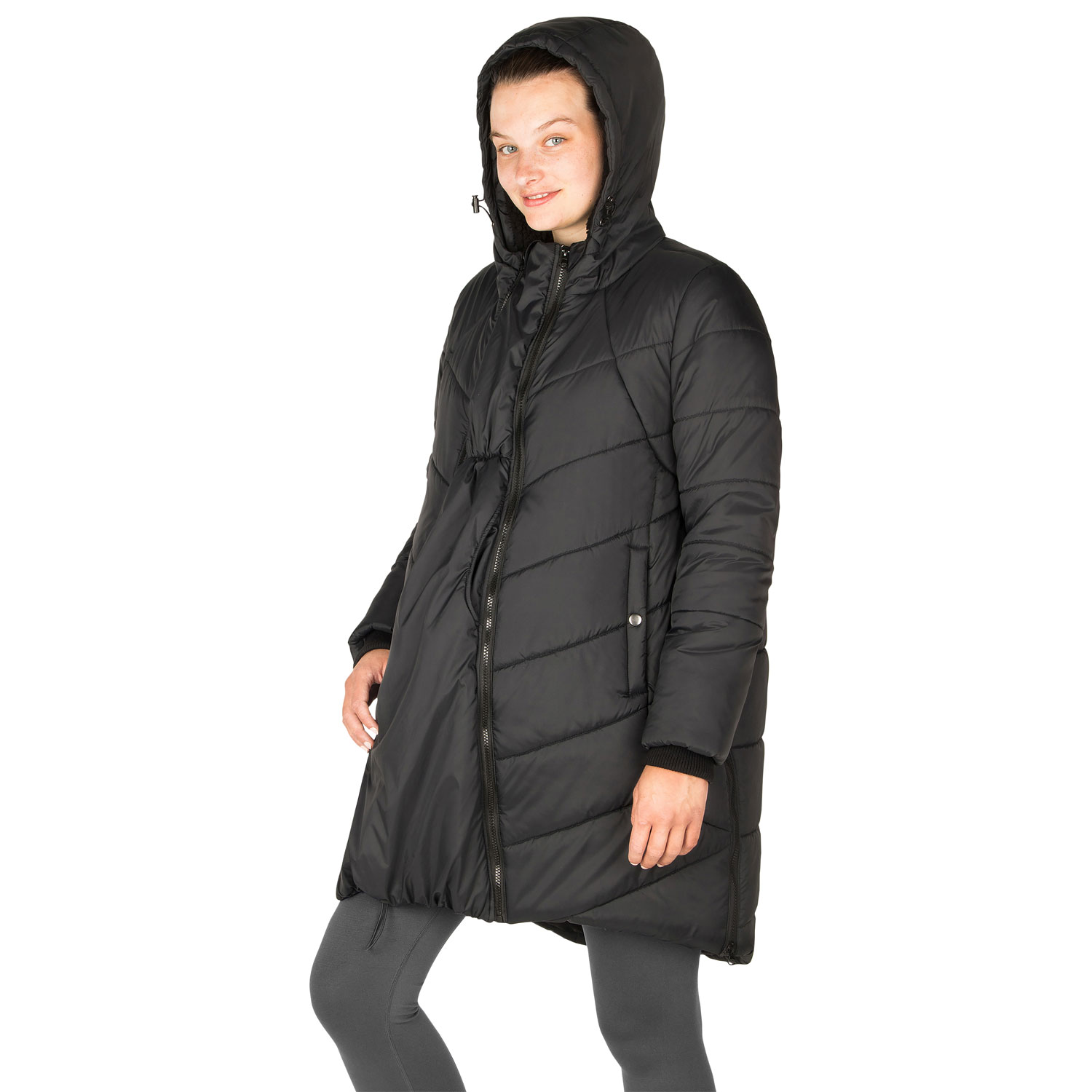 Modern Eternity Harper Quilted Polyester Maternity Puffer Coat - Large -  Black