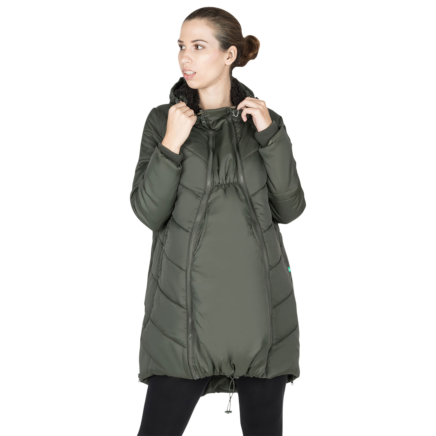 Manteau maternité matelassé/bouffant en polyester Harper de Modern Eternity - Grand - Vert kaki