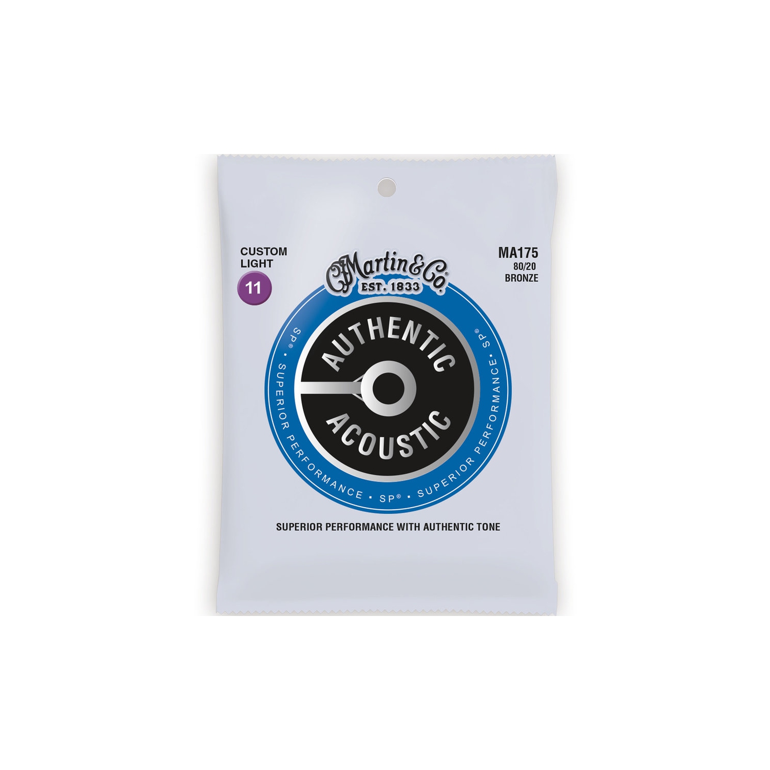 Martin Authentic SP Acoustic Guitar Strings - 80/20, Custom Light