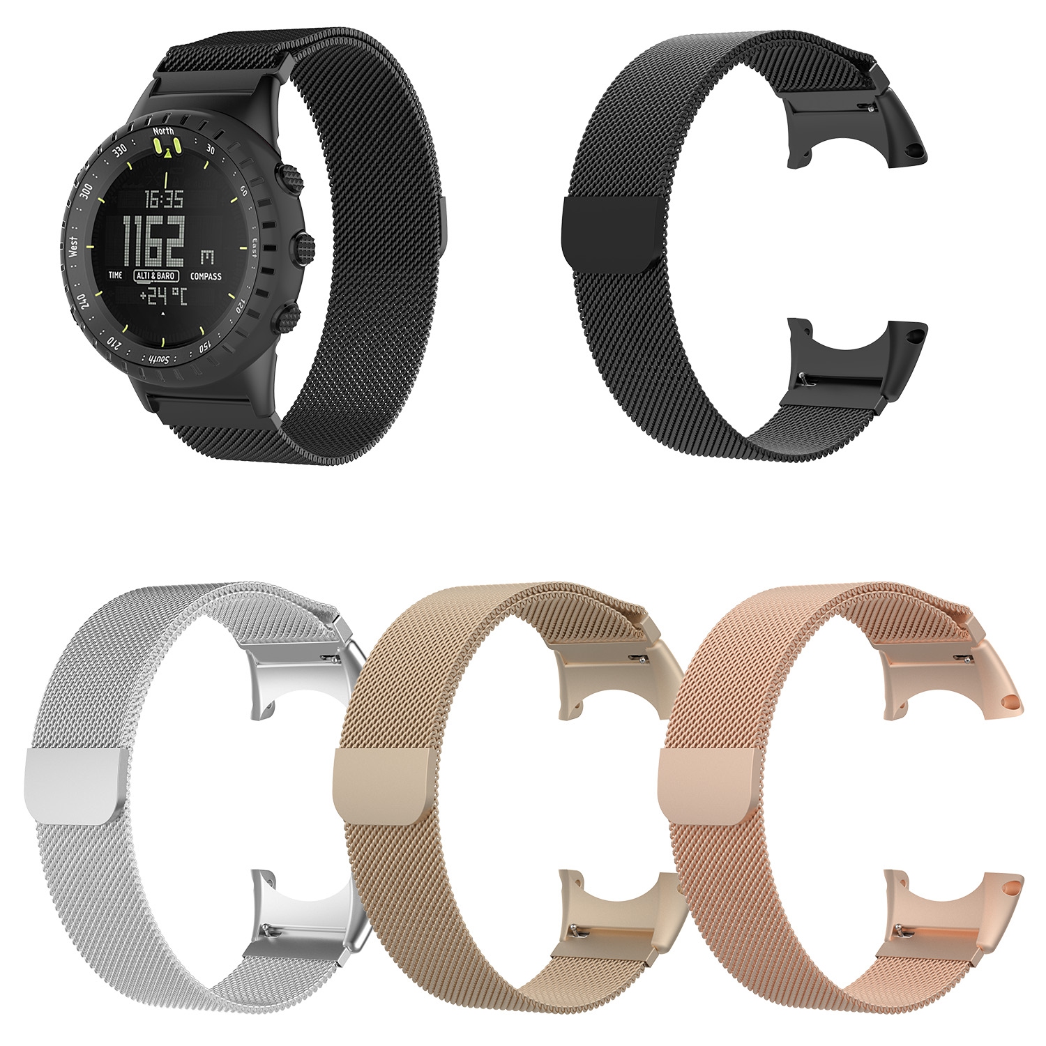 StrapsCo Milanese Mesh Metal Stainless Steel Watch Band Strap Compatible with Suunto Core - Rose Gold