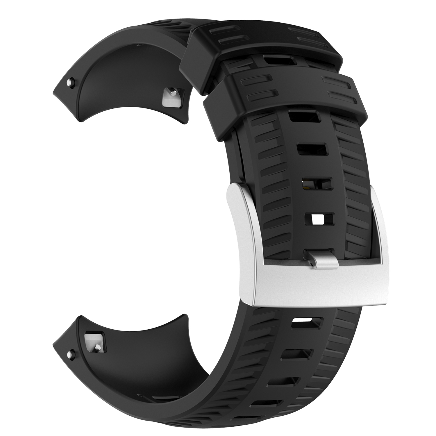 StrapsCo Silicone Rubber Watch Band Strap Compatible with Suunto 9 - Black