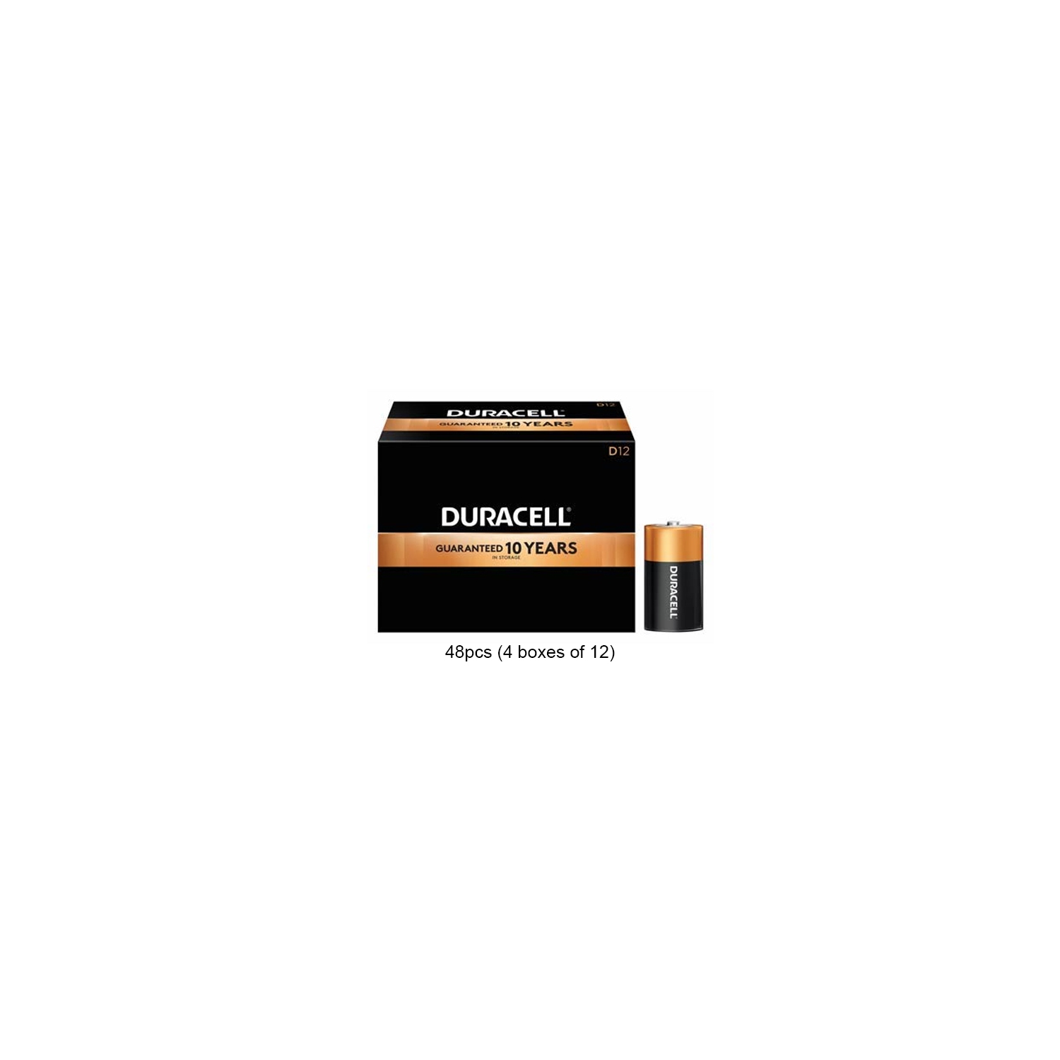 Paquet de 48 piles alcalines D Duracell CopperTop