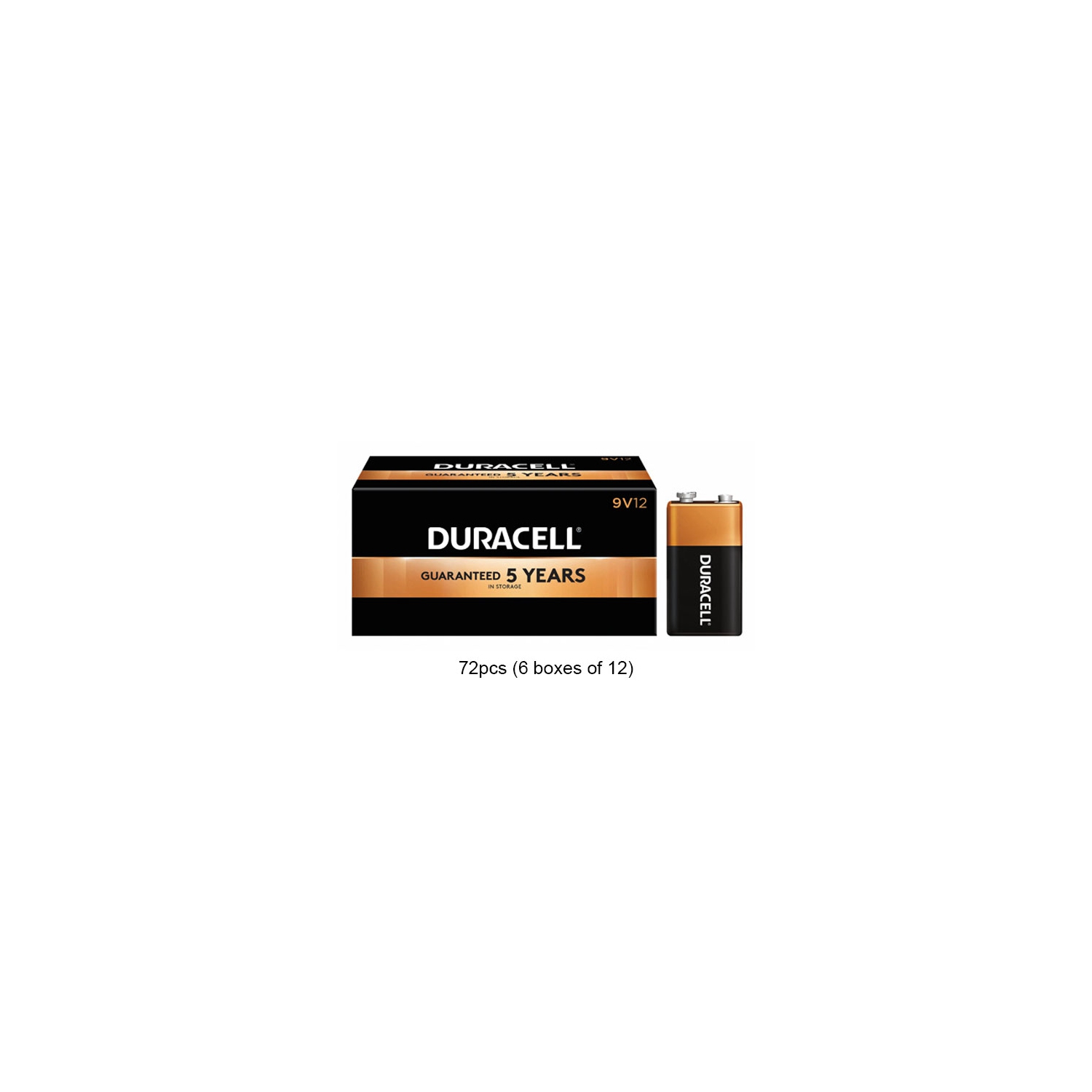 Paquet de 72 piles alcalines Duracell Coppertop, 9 V