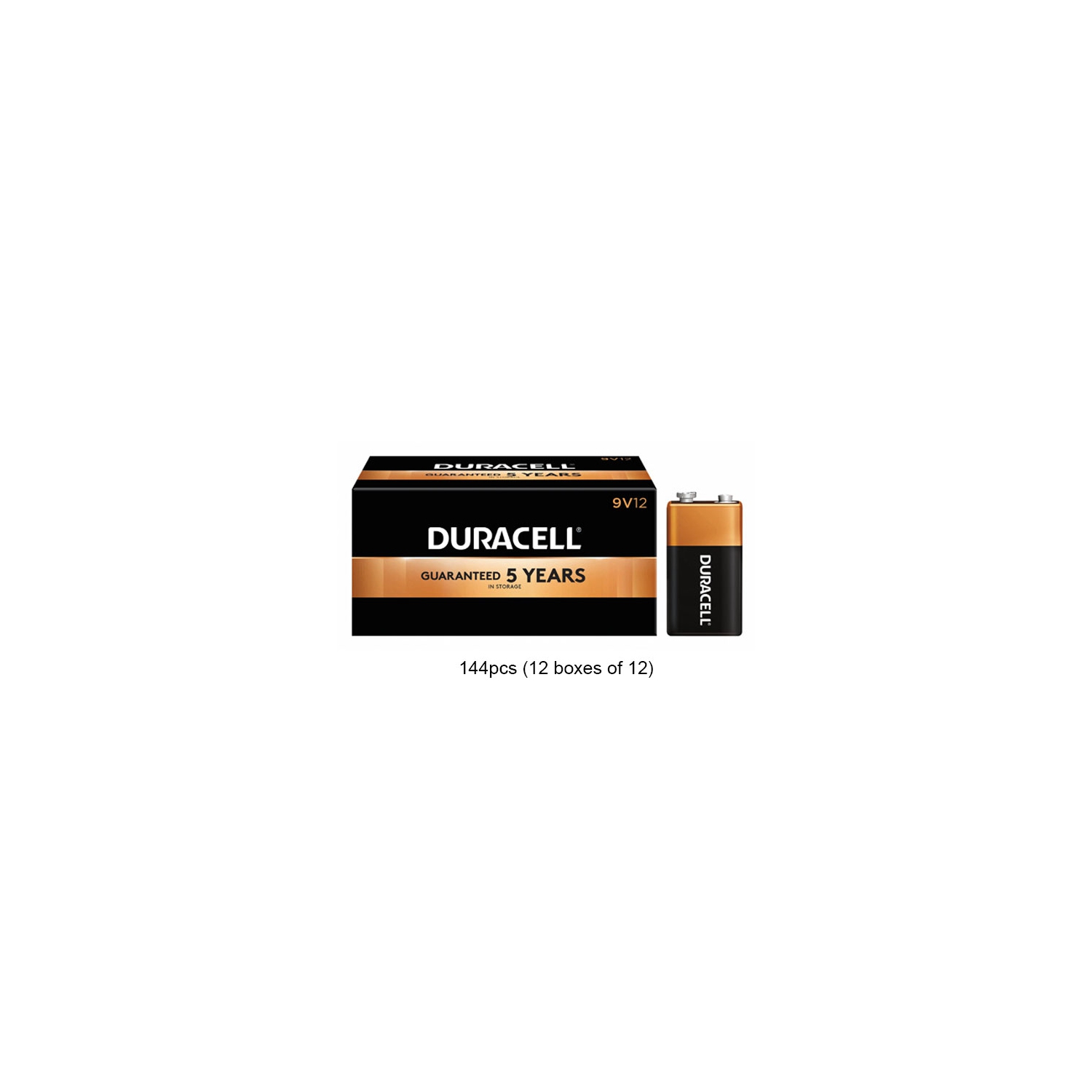 Paquet de 144 piles alcalines Duracell Coppertop, 9 V