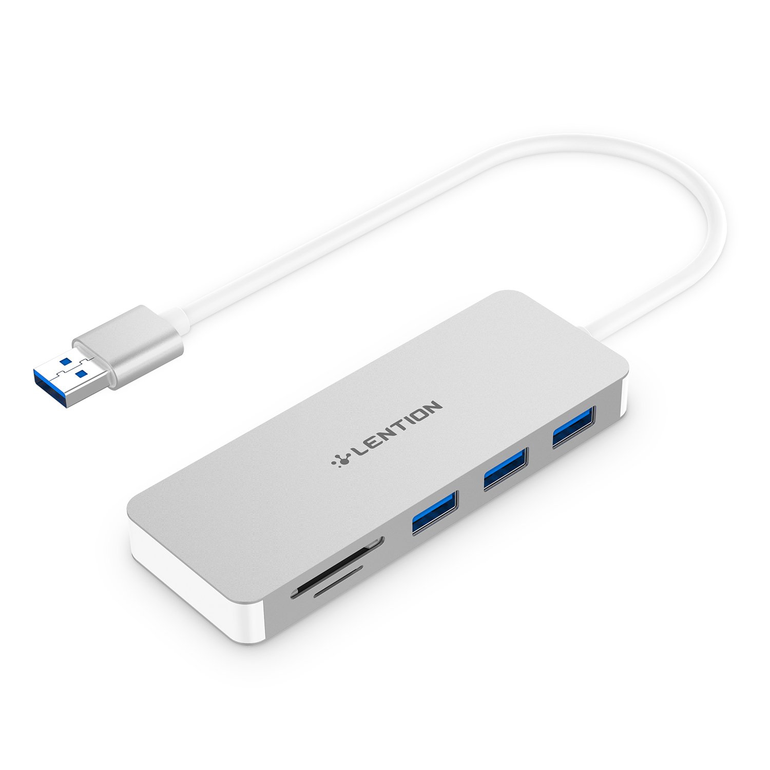 3-Port USB 3.0 Data Hub with SD/Micro SD Card Reader, Multiport USB Adapter Compatible for MacBook Air/Pro (Before 2016)