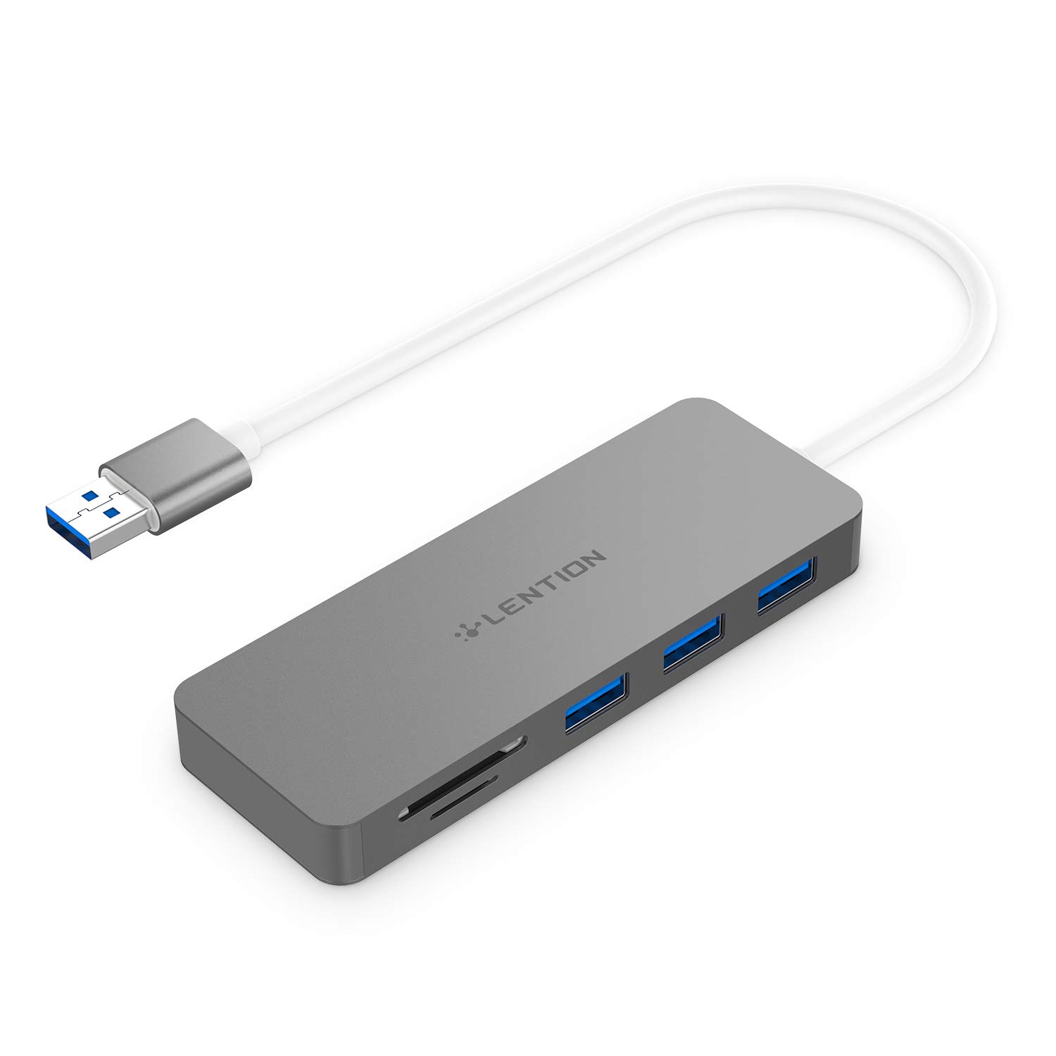 3-Port USB 3.0 Data Hub with SD/Micro SD Card Reader, Multiport USB Adapter Compatible for MacBook Air/Pro (Before 2016)