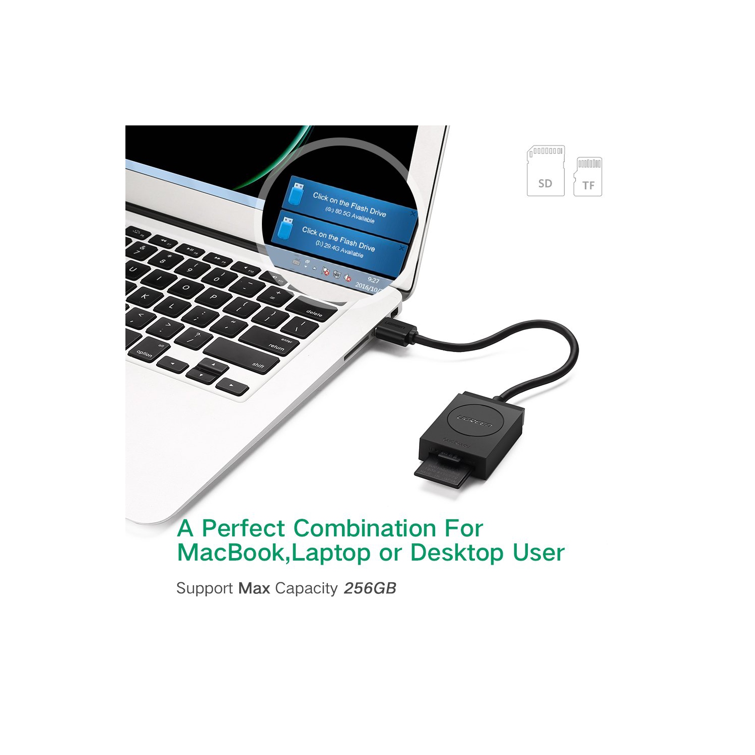 Adaptateur de lecteur de carte USB 3.0 Super Speed pour cartes microSD, SD, TF, SDXC, SDHCMMC, RS-MMC, MICRO SDXC, MICRO SDHC, UHS-I