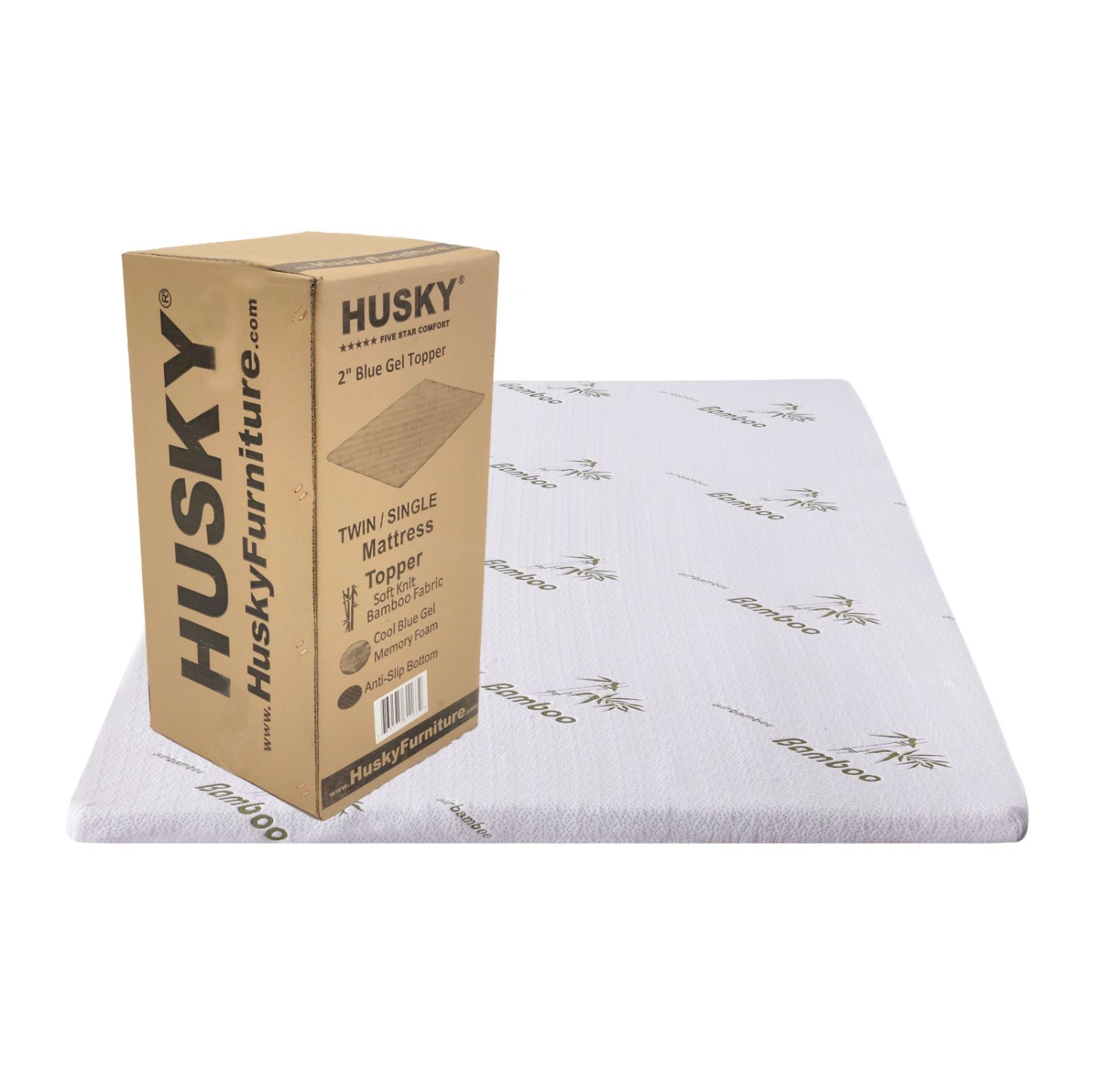 Husky® Five Star Comfort - Cool Gel Memory Foam Mattress Topper with Bamboo Cover – King